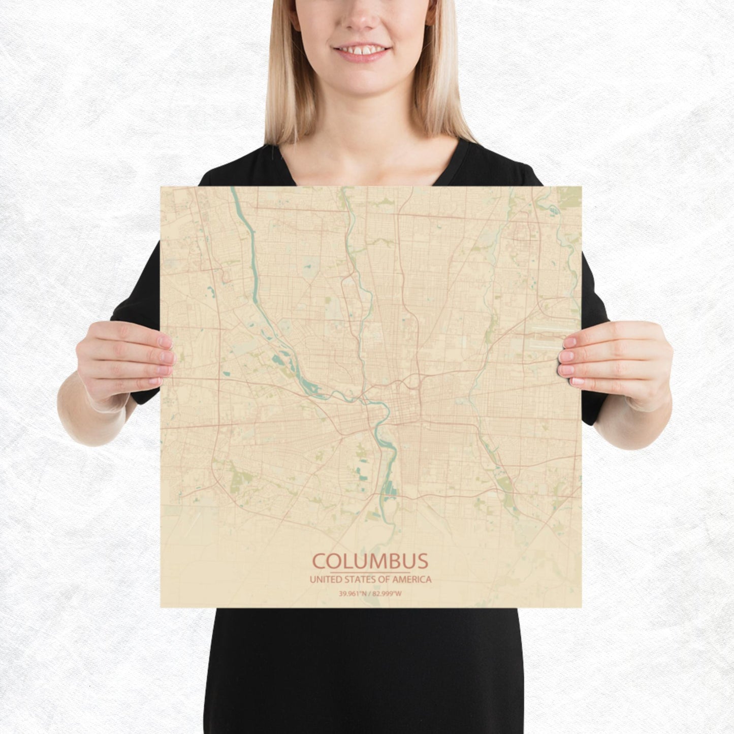 Columbus Vintage Style Paper Map