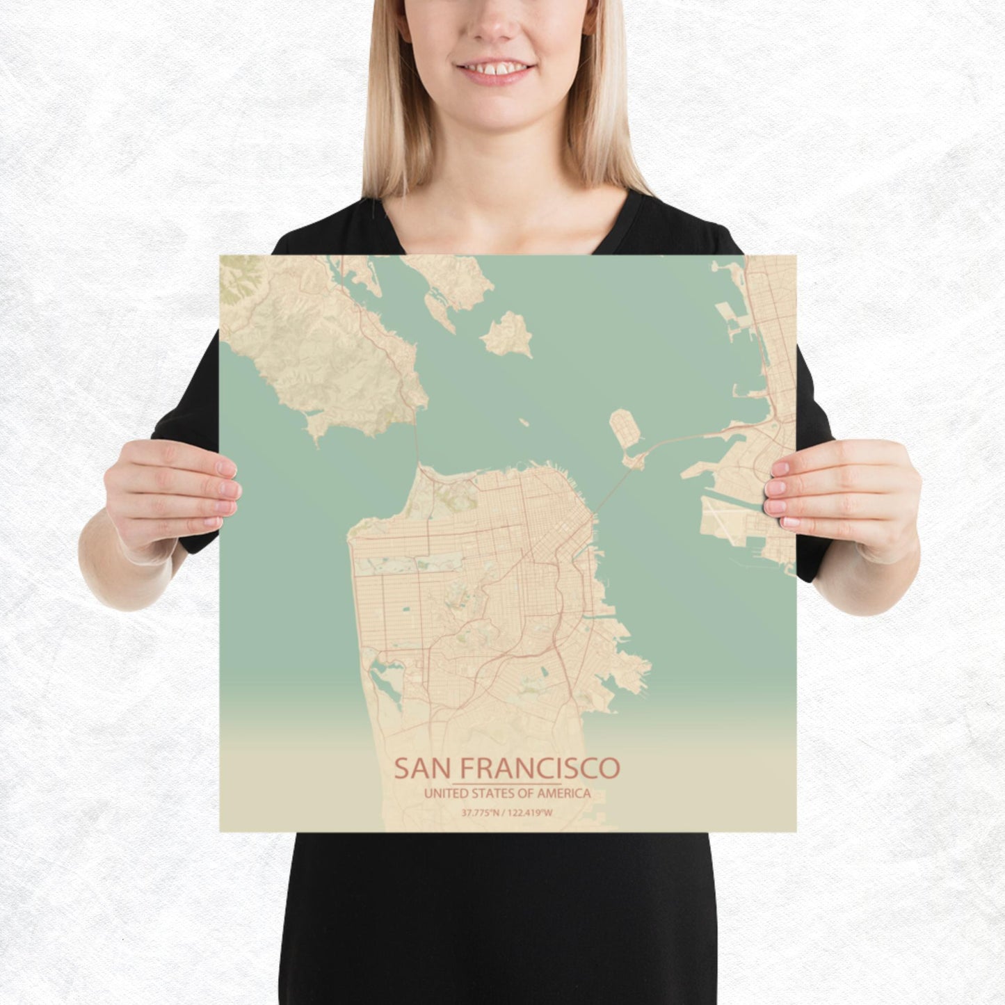 San Francisco Vintage Style Paper Map