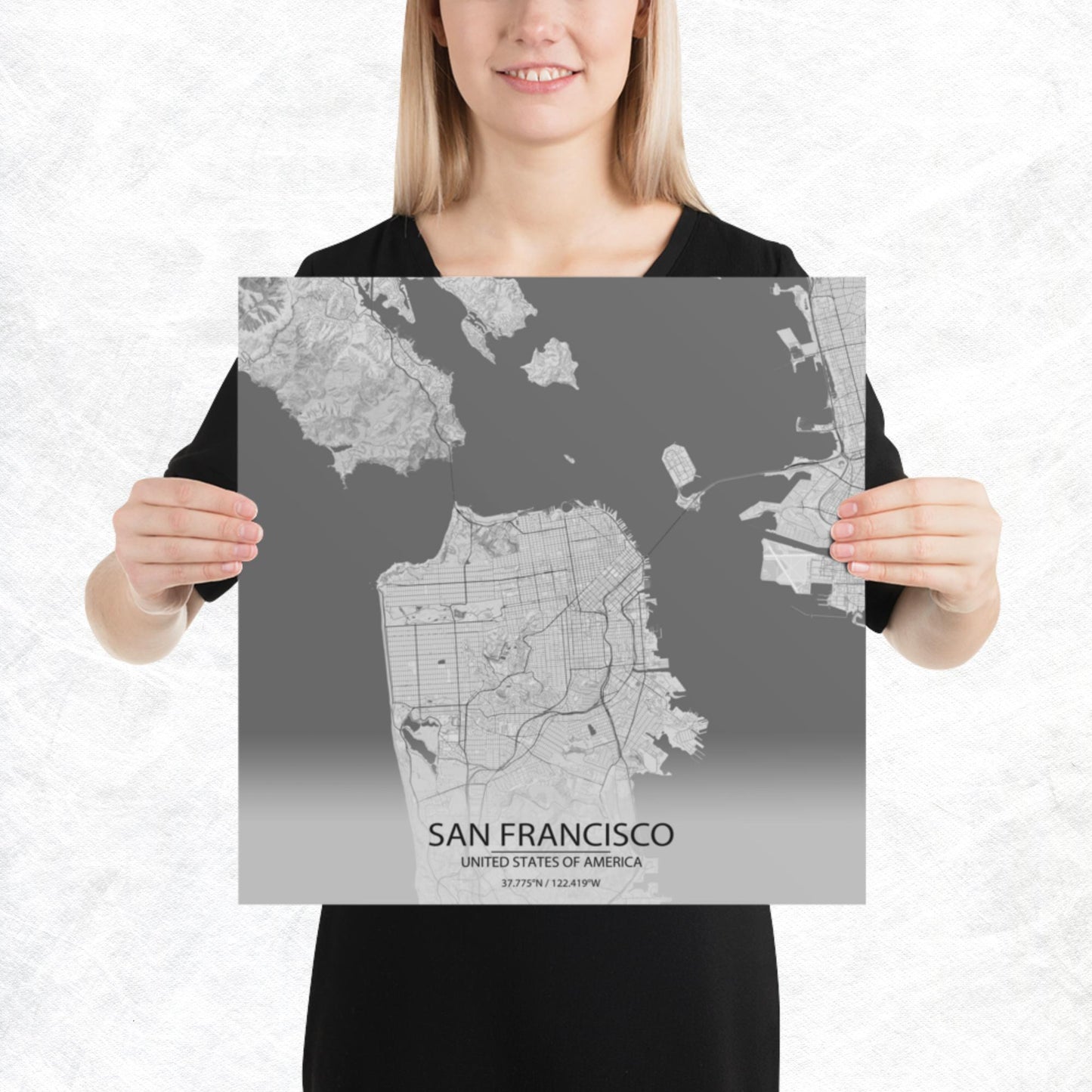 San Francisco Light Grey Paper Map
