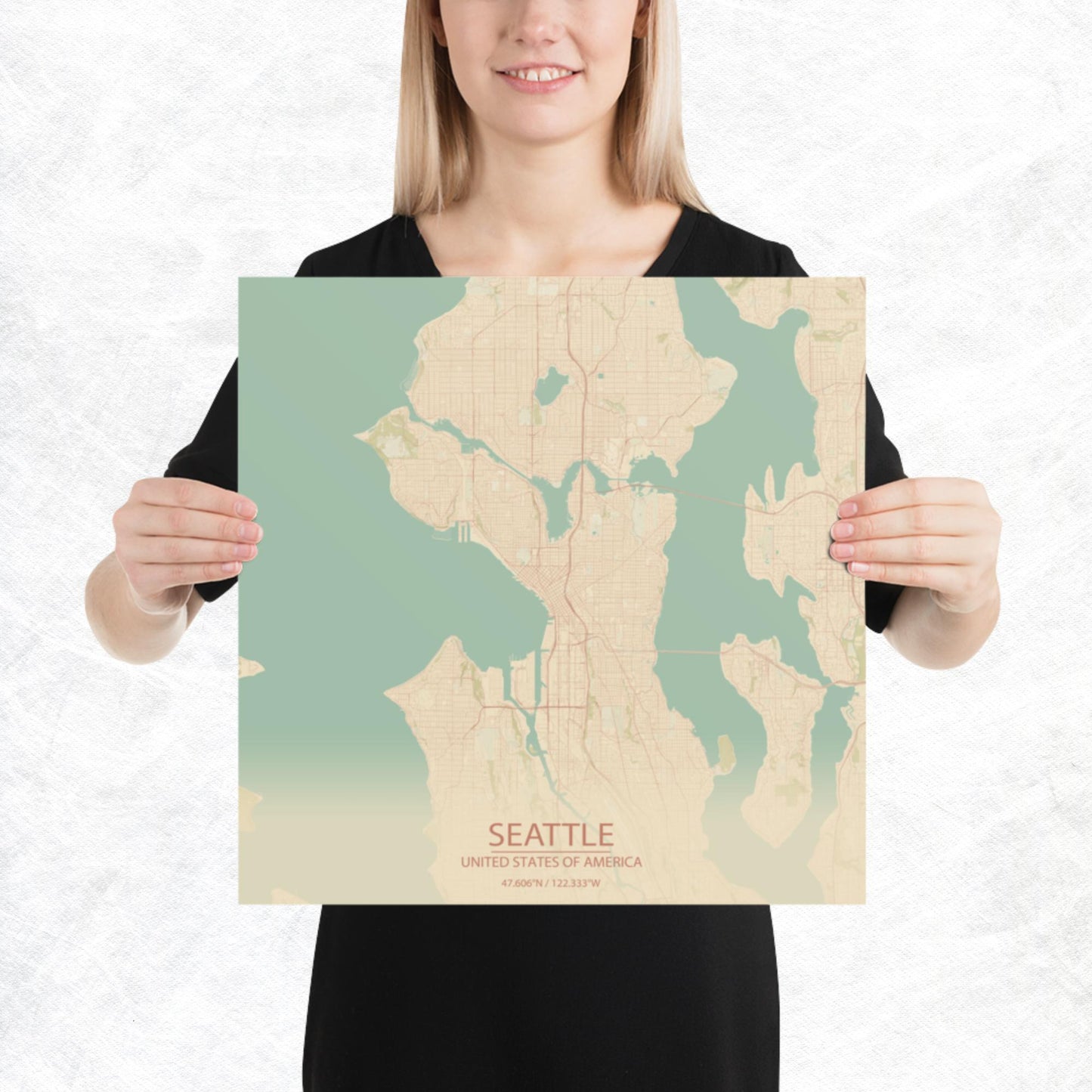 Seattle Vintage Style Paper Map