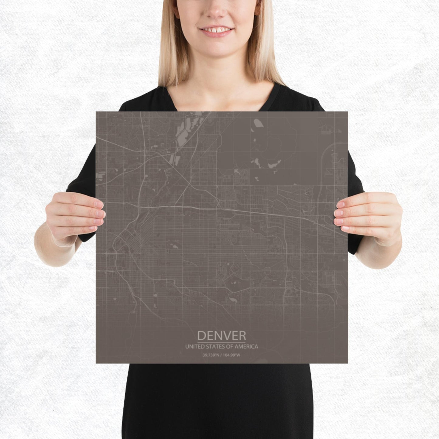 Denver Brown and Grey Paper Map