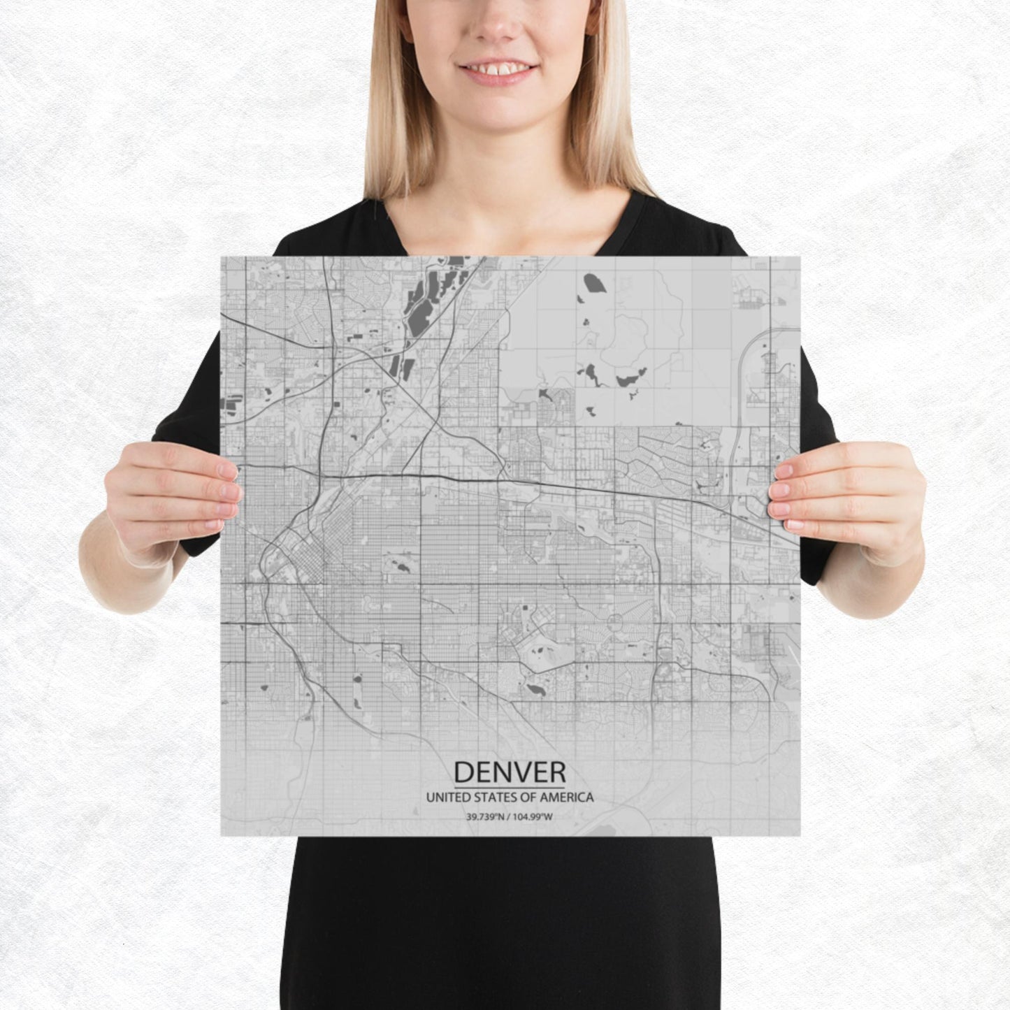Denver Light Grey Paper Map