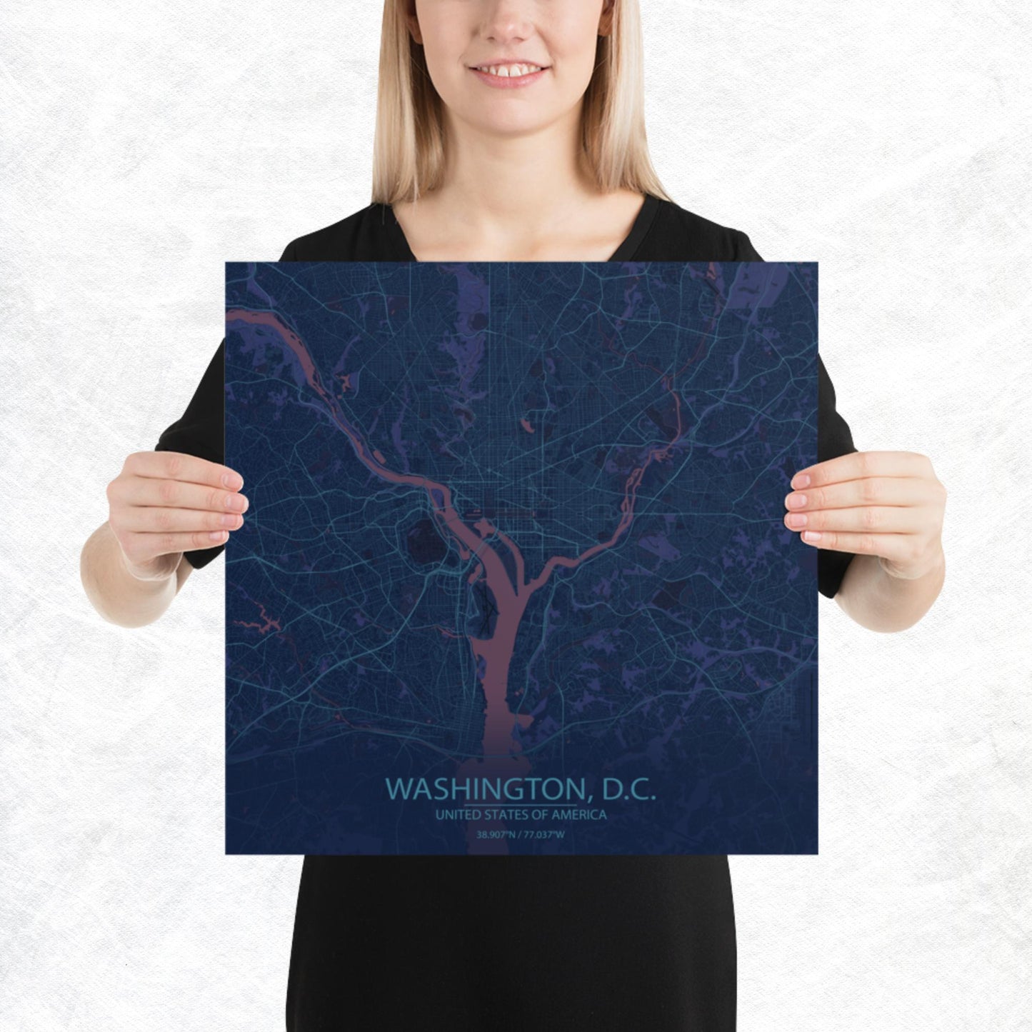 Washington, D.C. Blue and Purple Paper Map