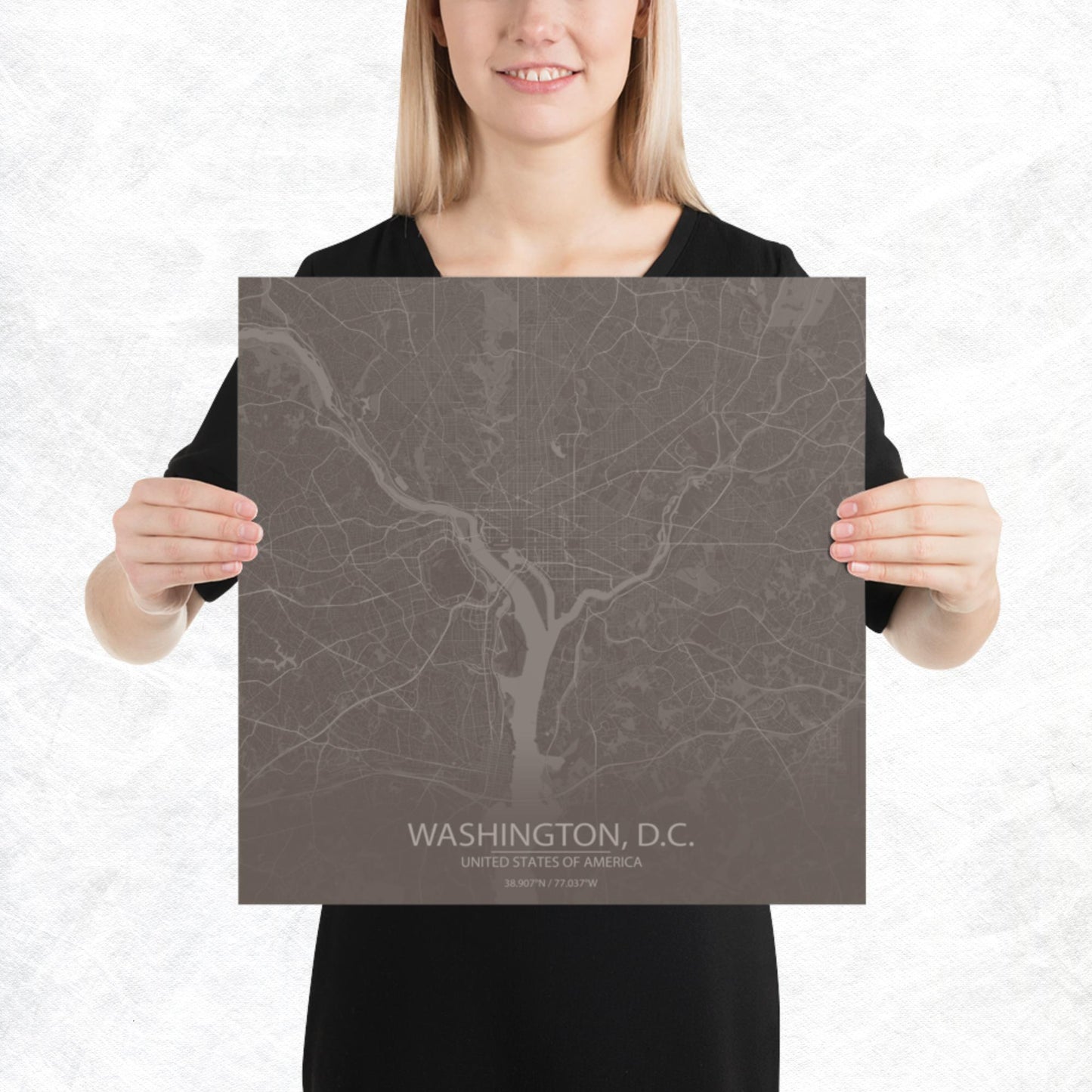 Washington, D.C. Brown and Grey Paper Map
