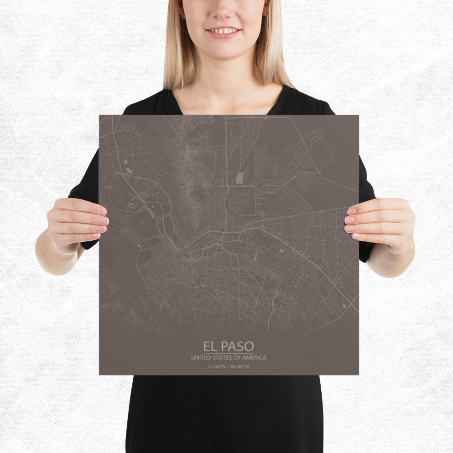 El Paso Brown and Grey Paper Map