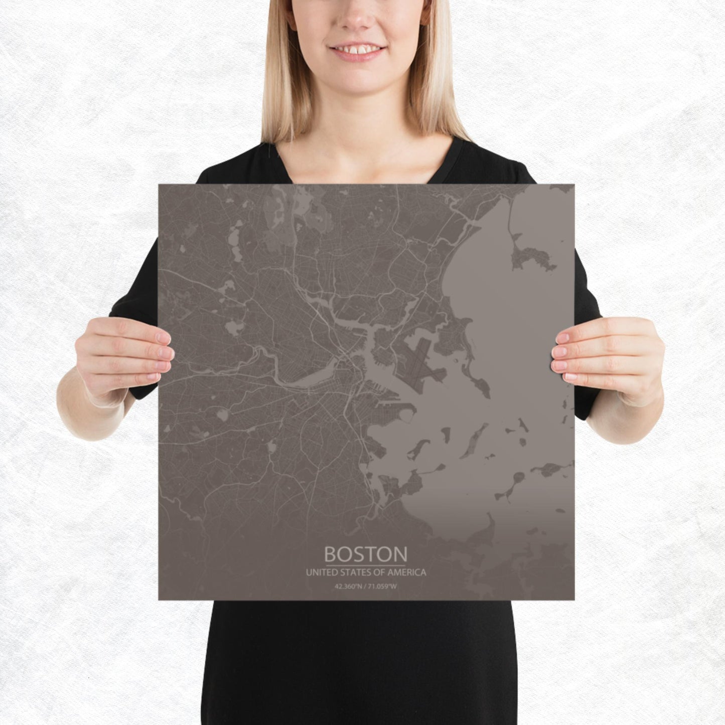 Boston Brown and Grey Paper Map