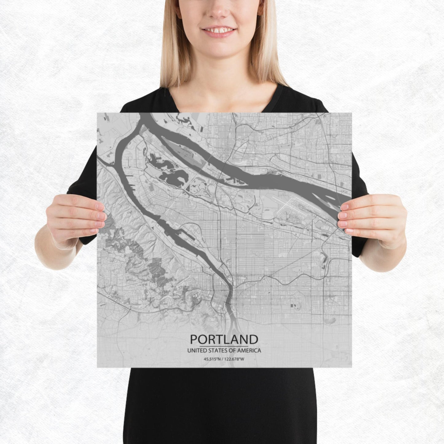 Portland Light Grey Paper Map
