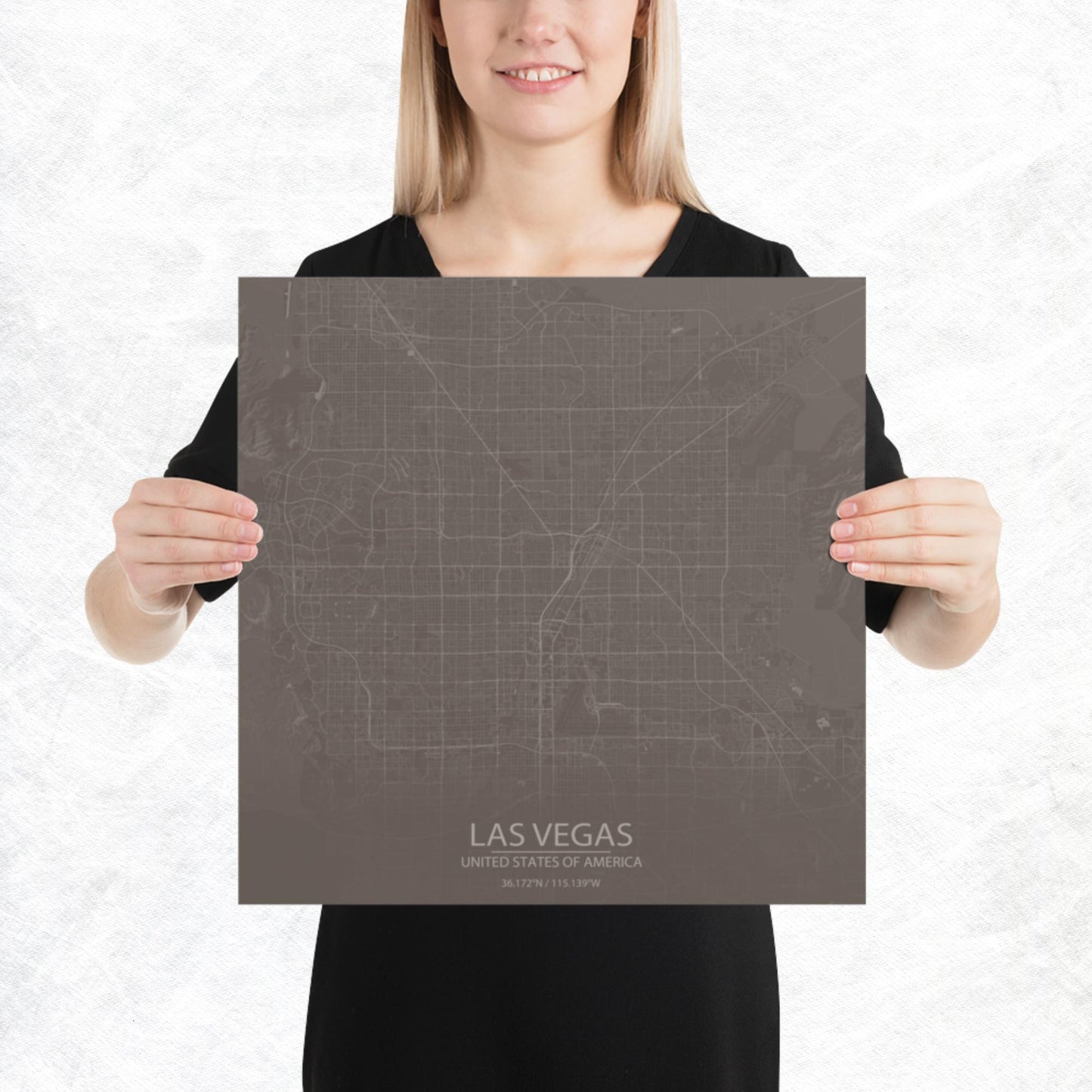 Las Vegas Brown and Grey Paper Map
