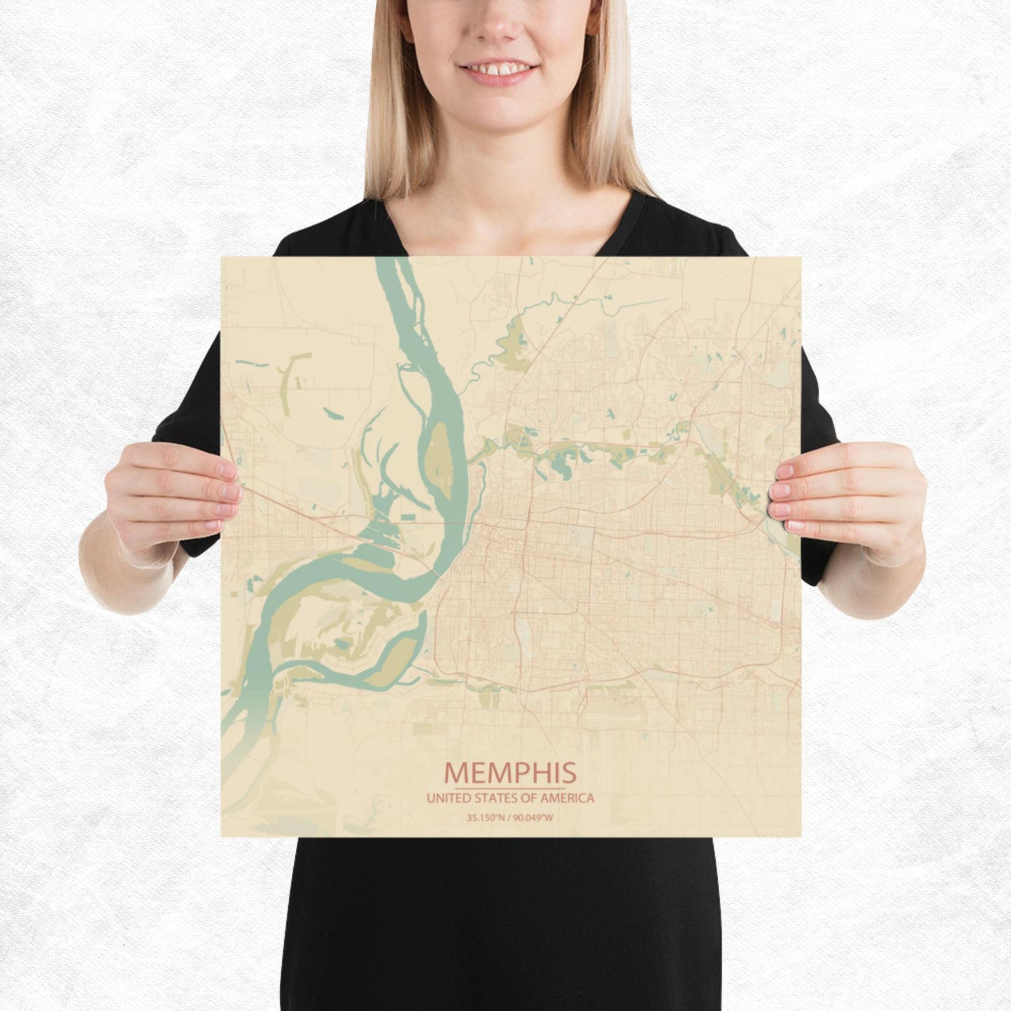 Memphis Vintage Style Paper Map