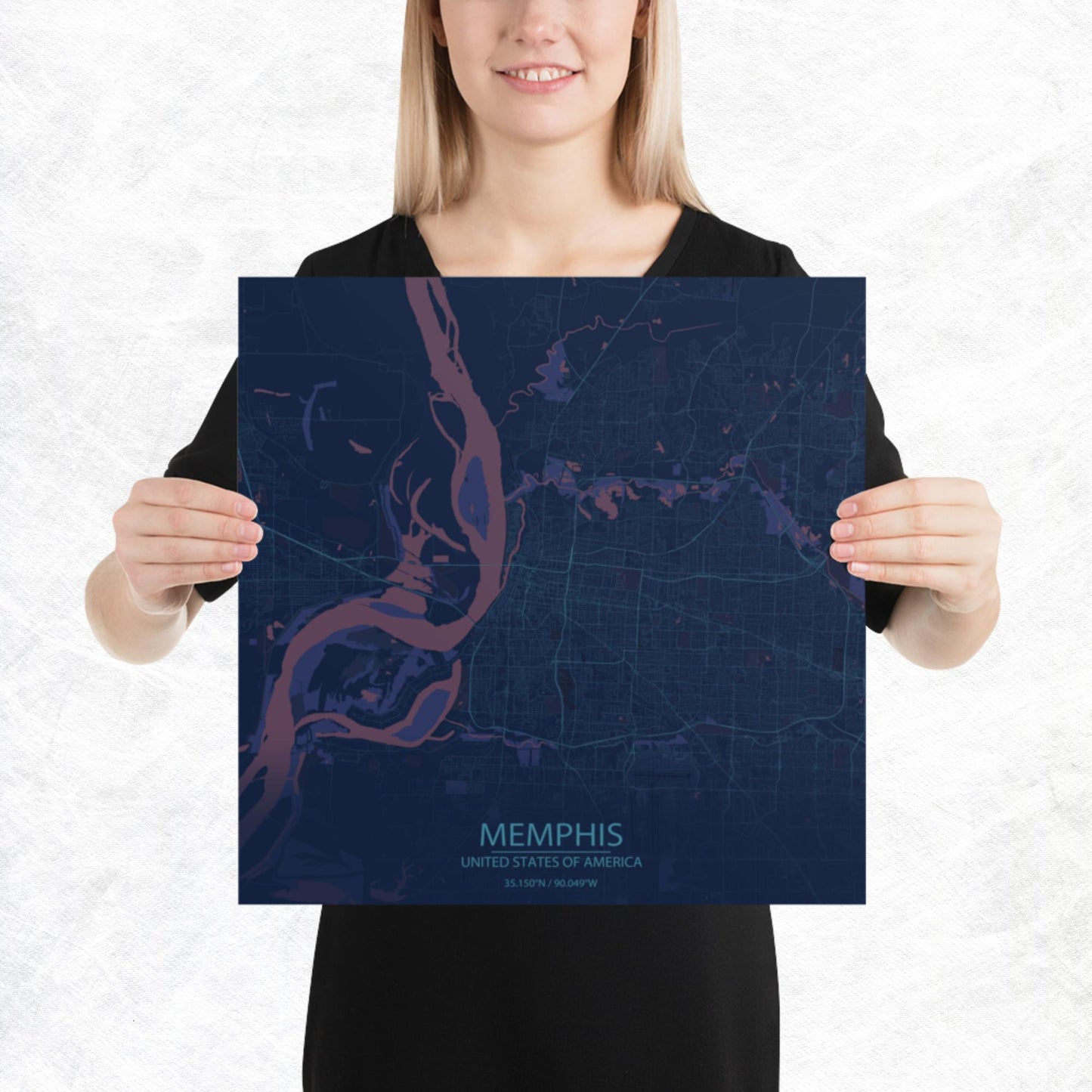 Memphis Blue and Purple Paper Map