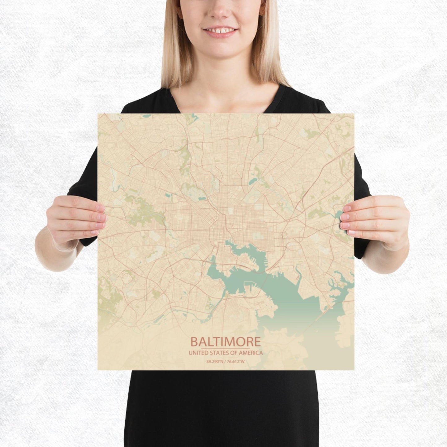Baltimore Vintage Style Paper Map