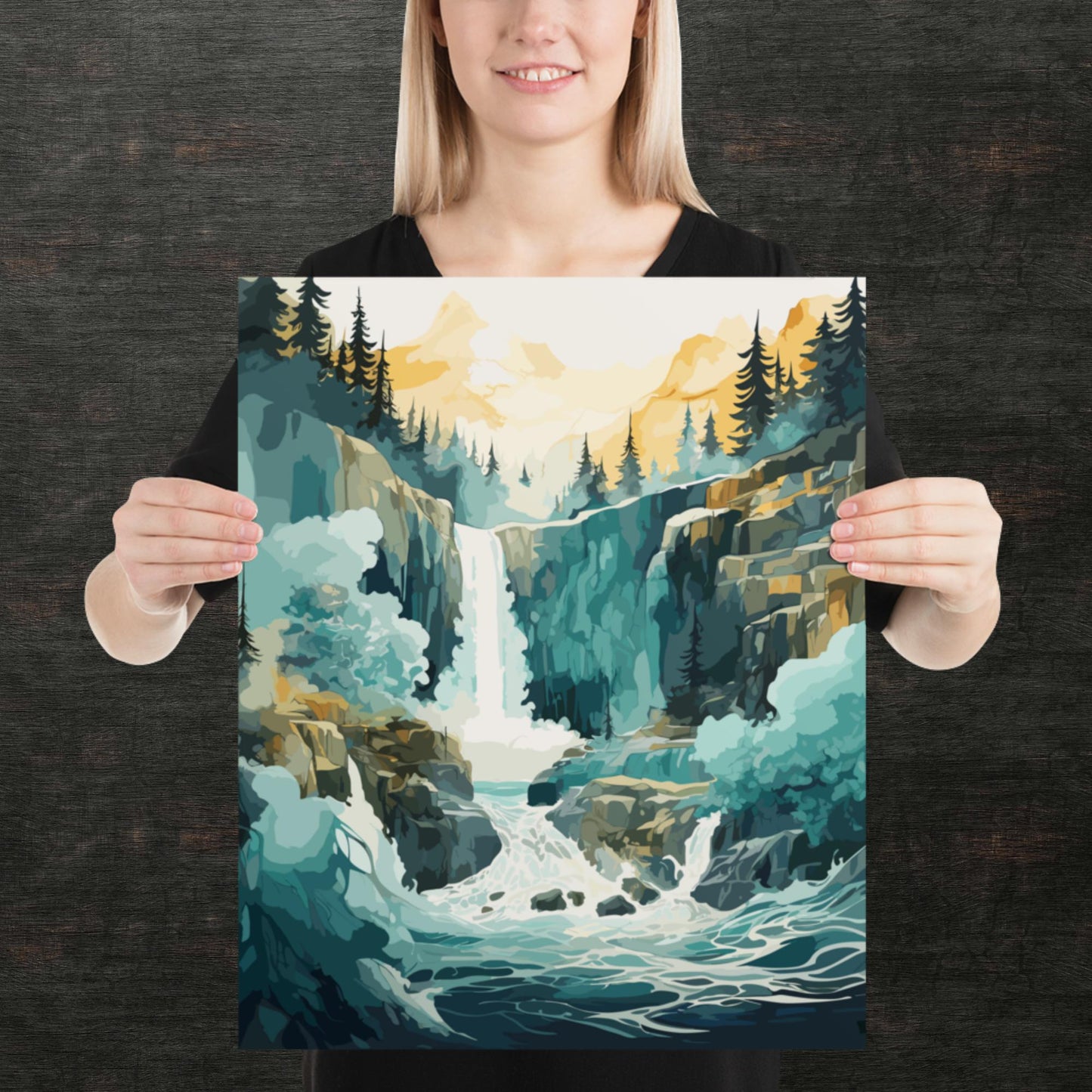 Roaring Forest Waterfall Paper Poster