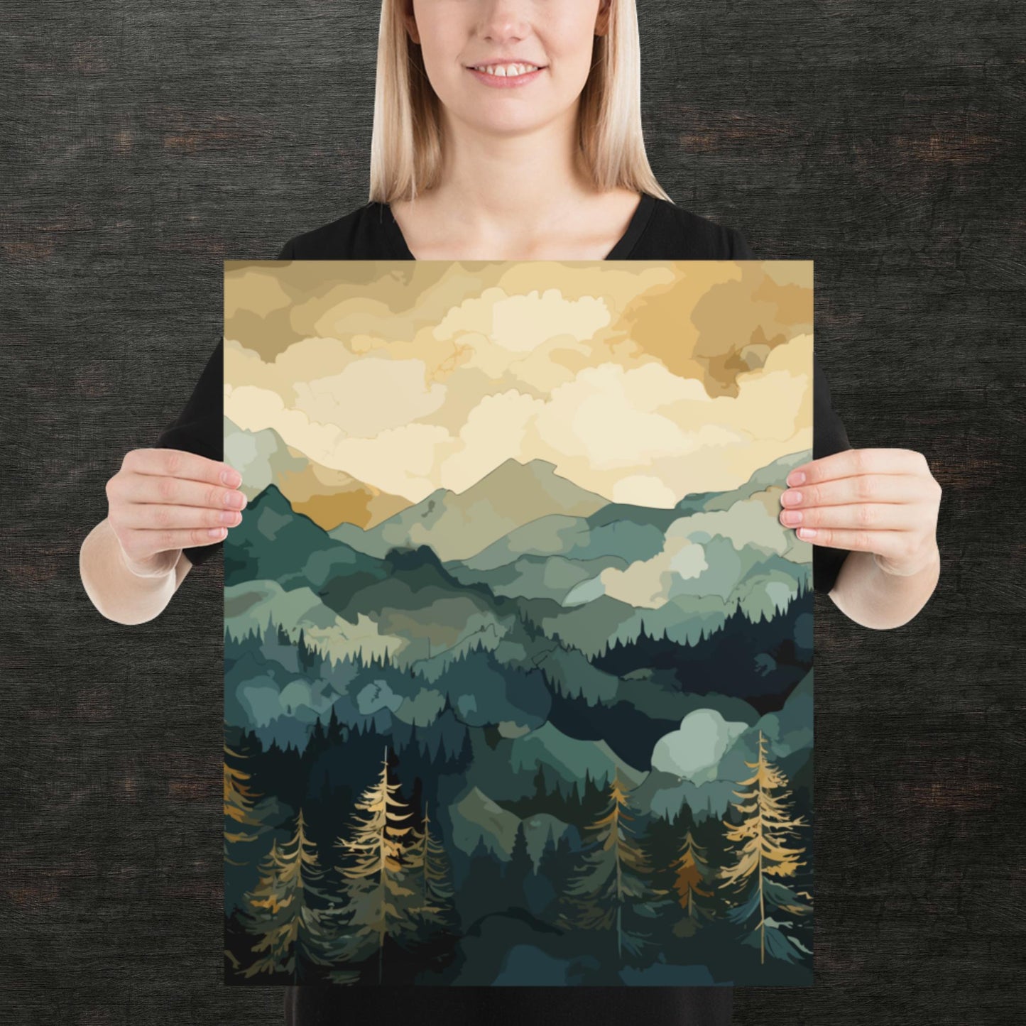 Mountainous Forest Paper Poster