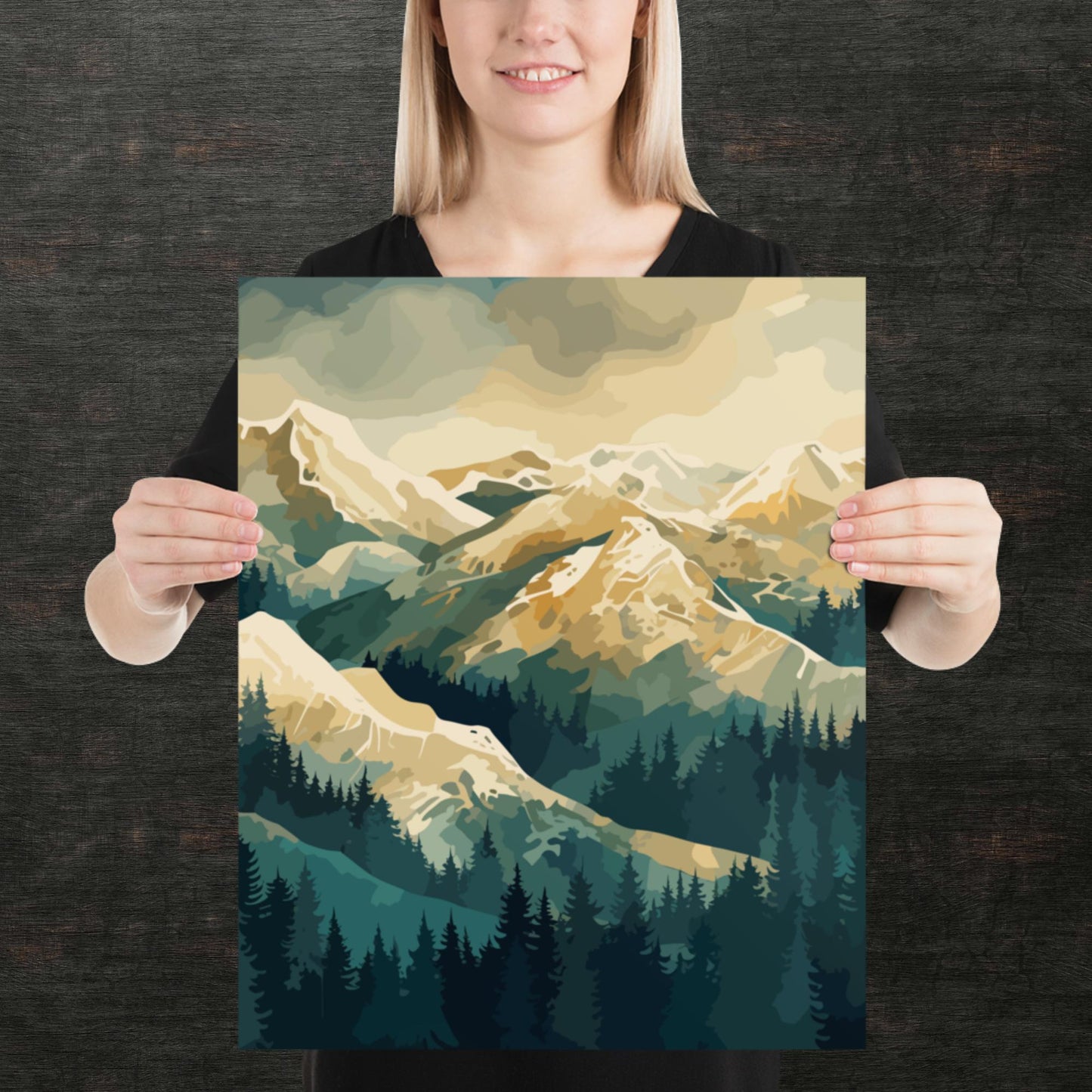 Winter Forest Mountains Paper Poster