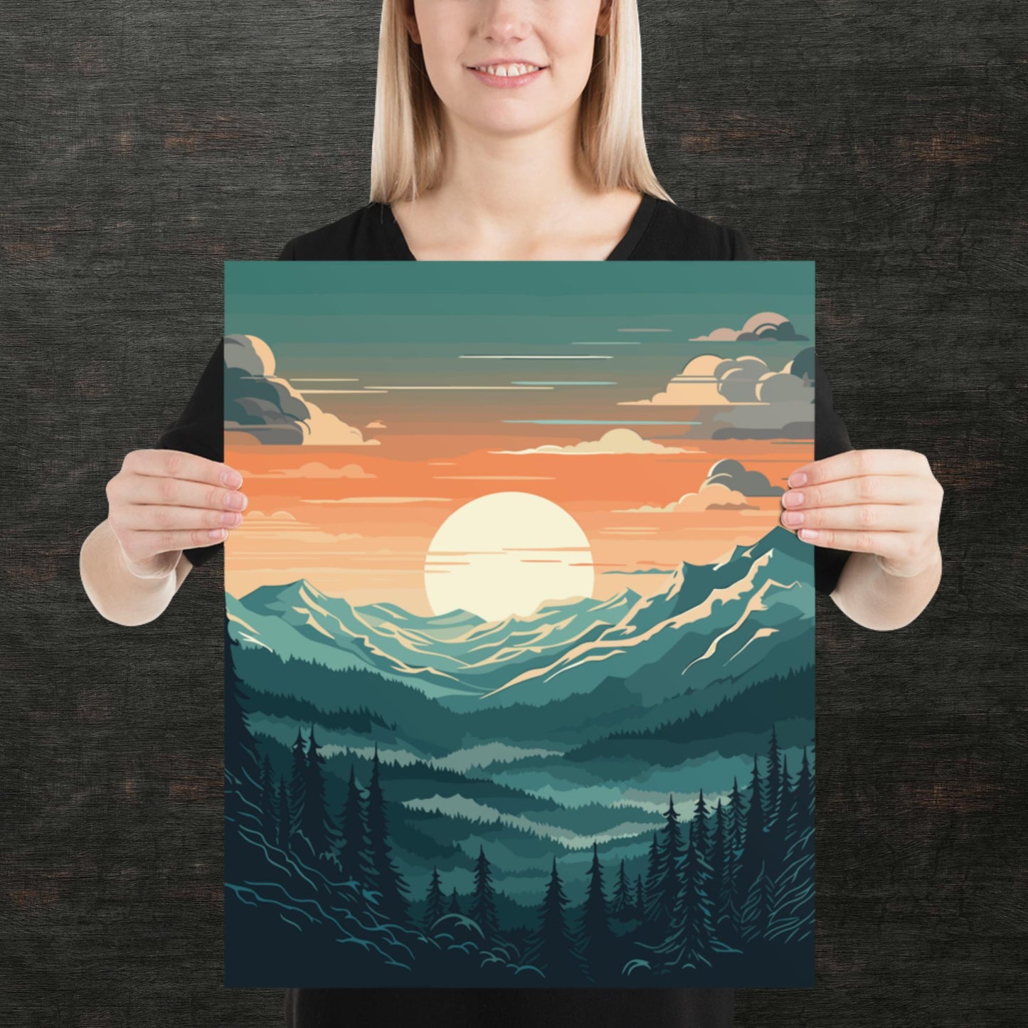 Forest Mountain Landscape Paper Poster