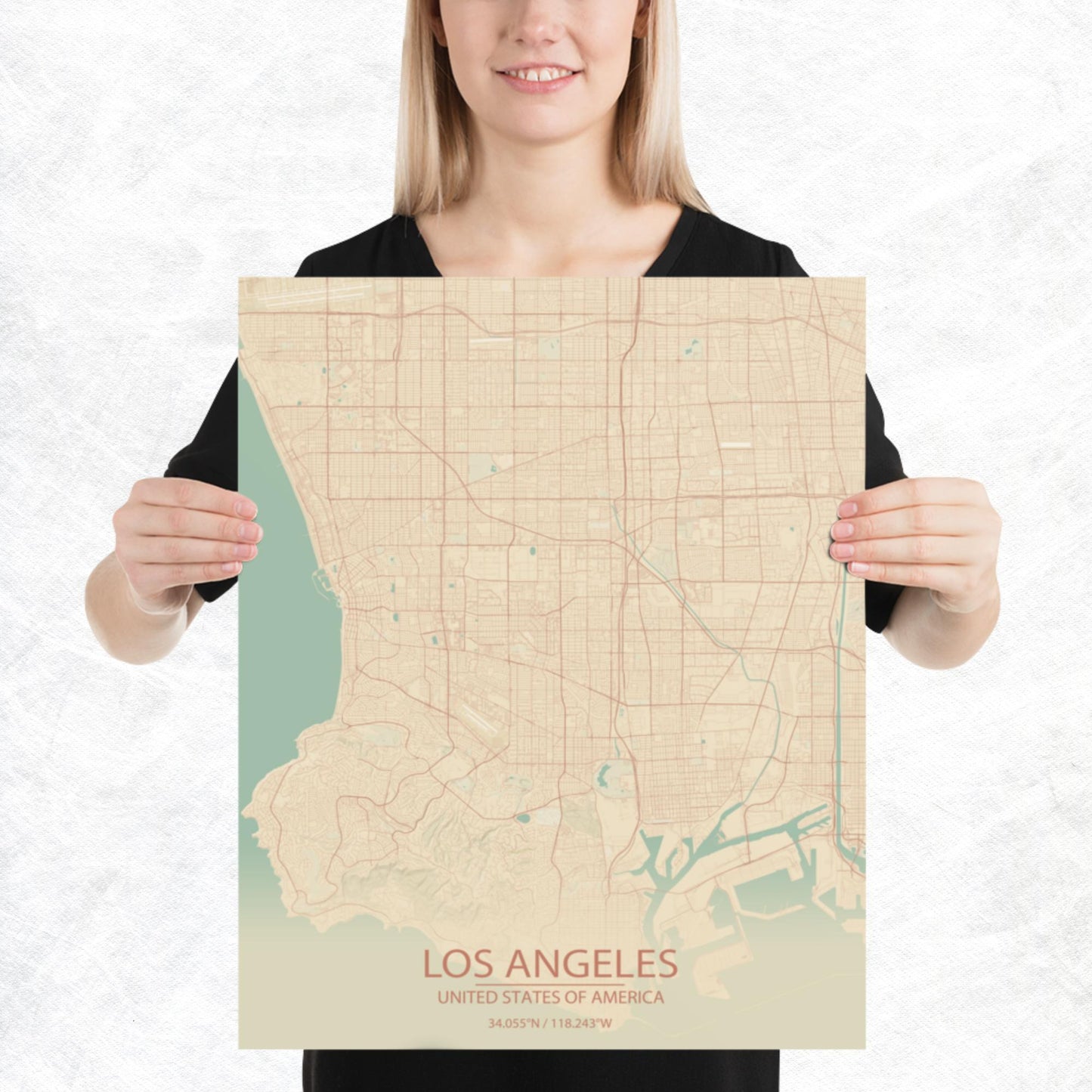 Los Angeles Vintage Style Paper Map