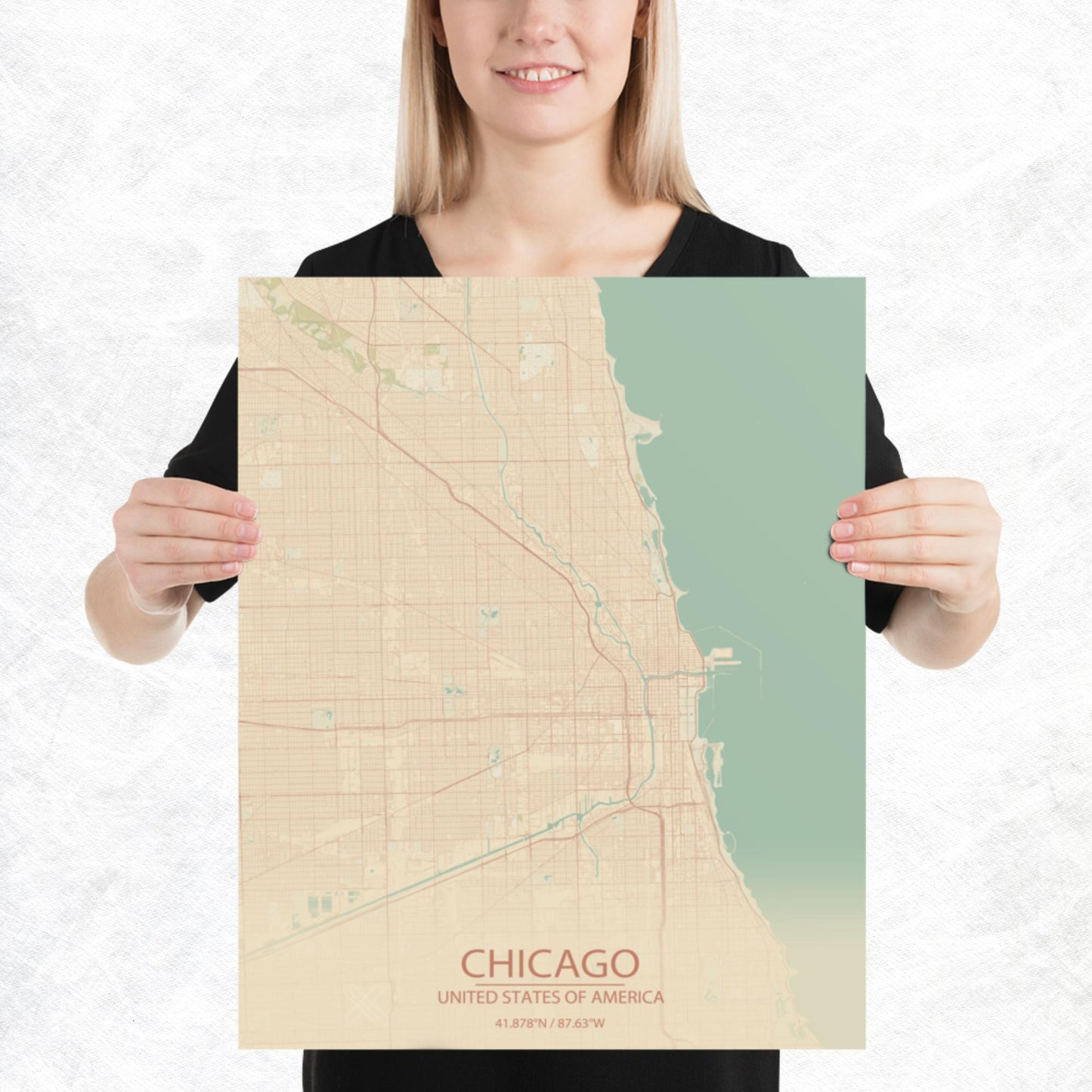 Chicago Vintage Style Paper Map