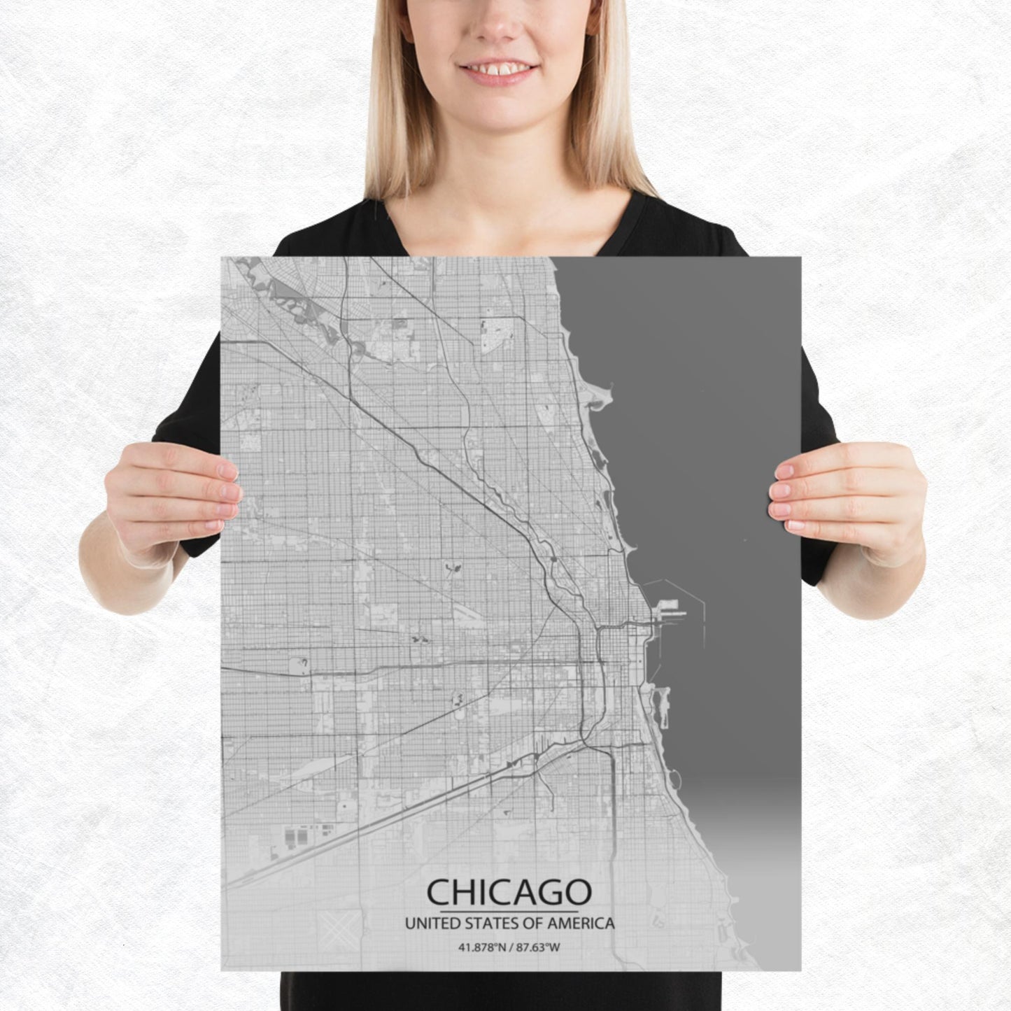 Chicago Light Grey Paper Map