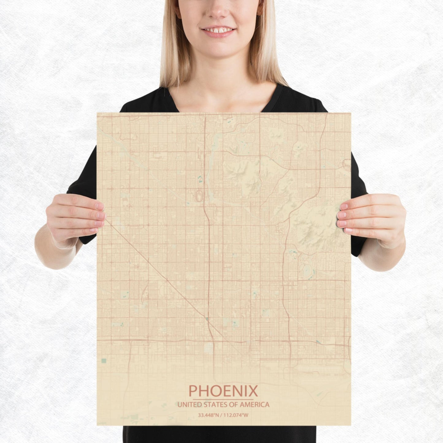 Phoenix Vintage Style Paper Map