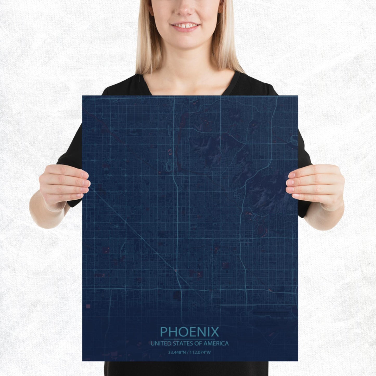 Phoenix Blue and Purple Paper Map