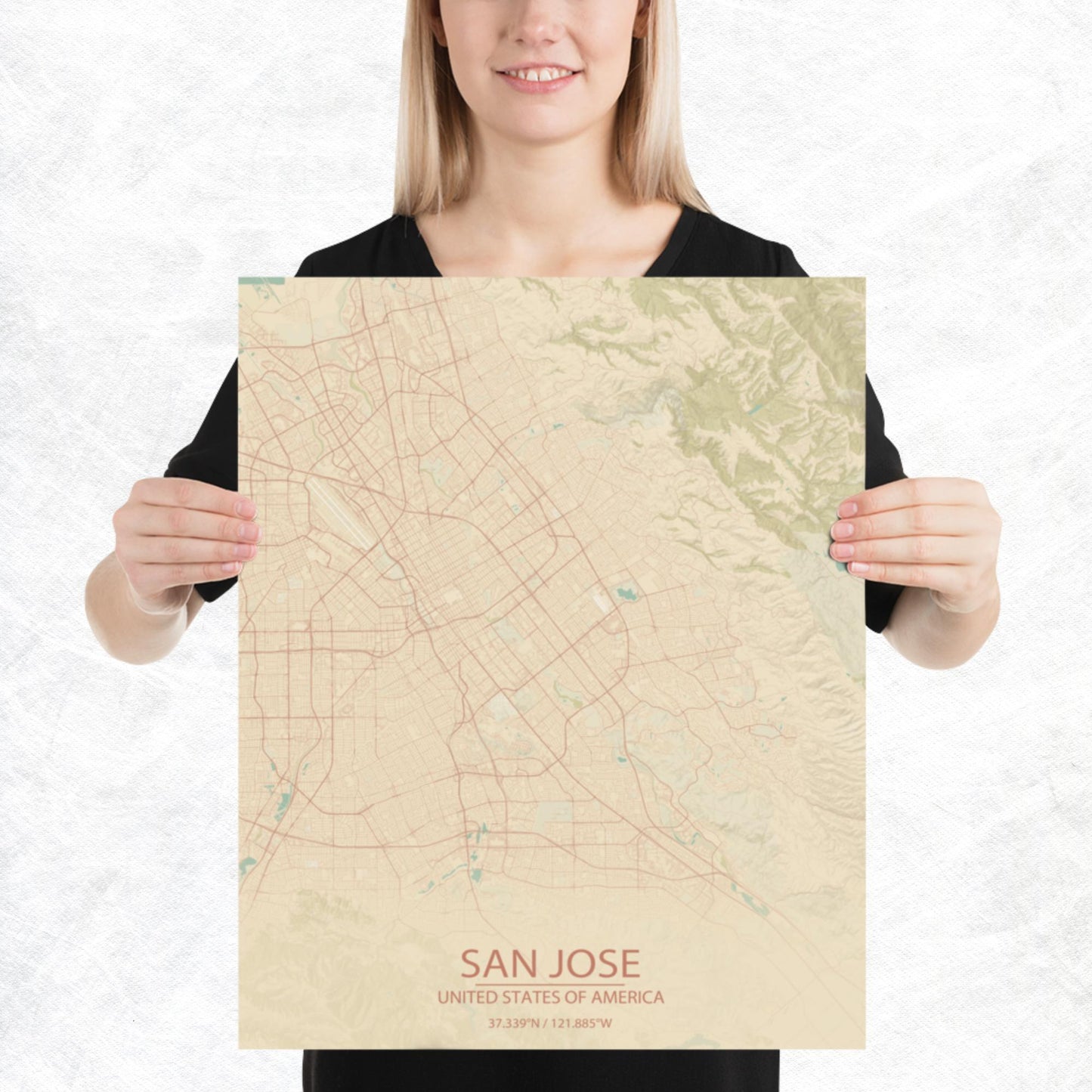 San Jose Vintage Style Paper Map