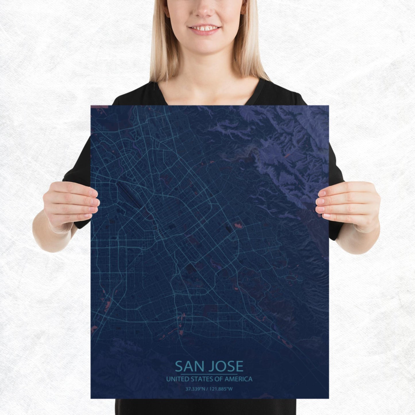 San Jose Blue and Purple Paper Map