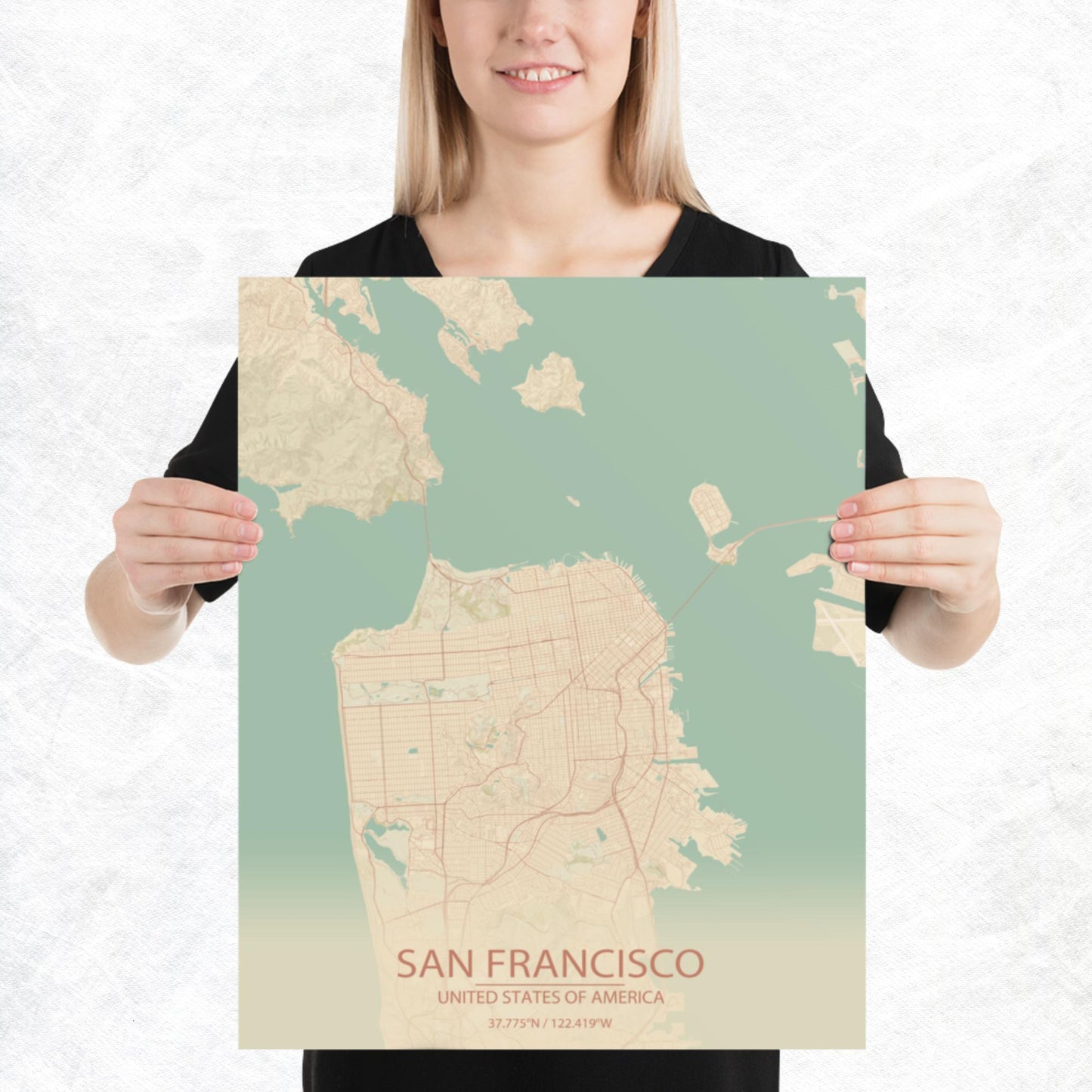 San Francisco Vintage Style Paper Map