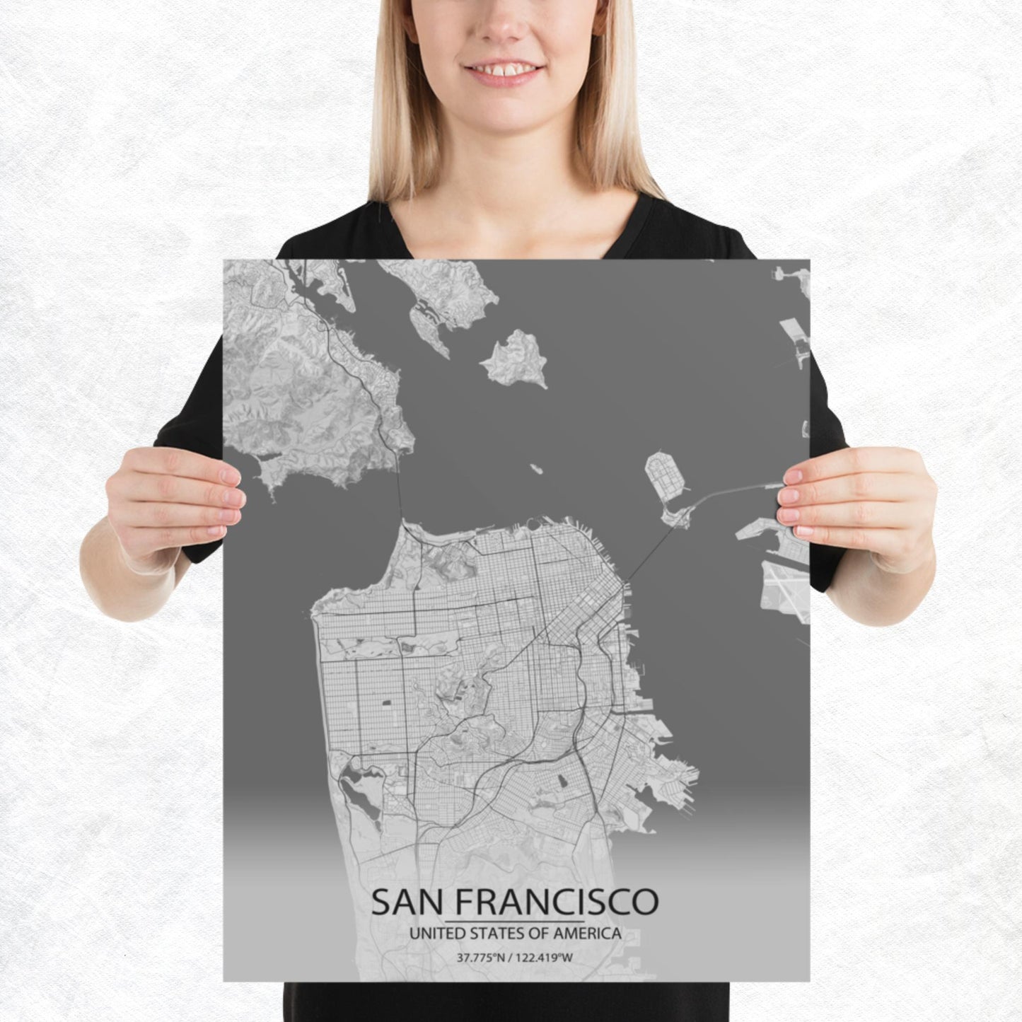 San Francisco Light Grey Paper Map
