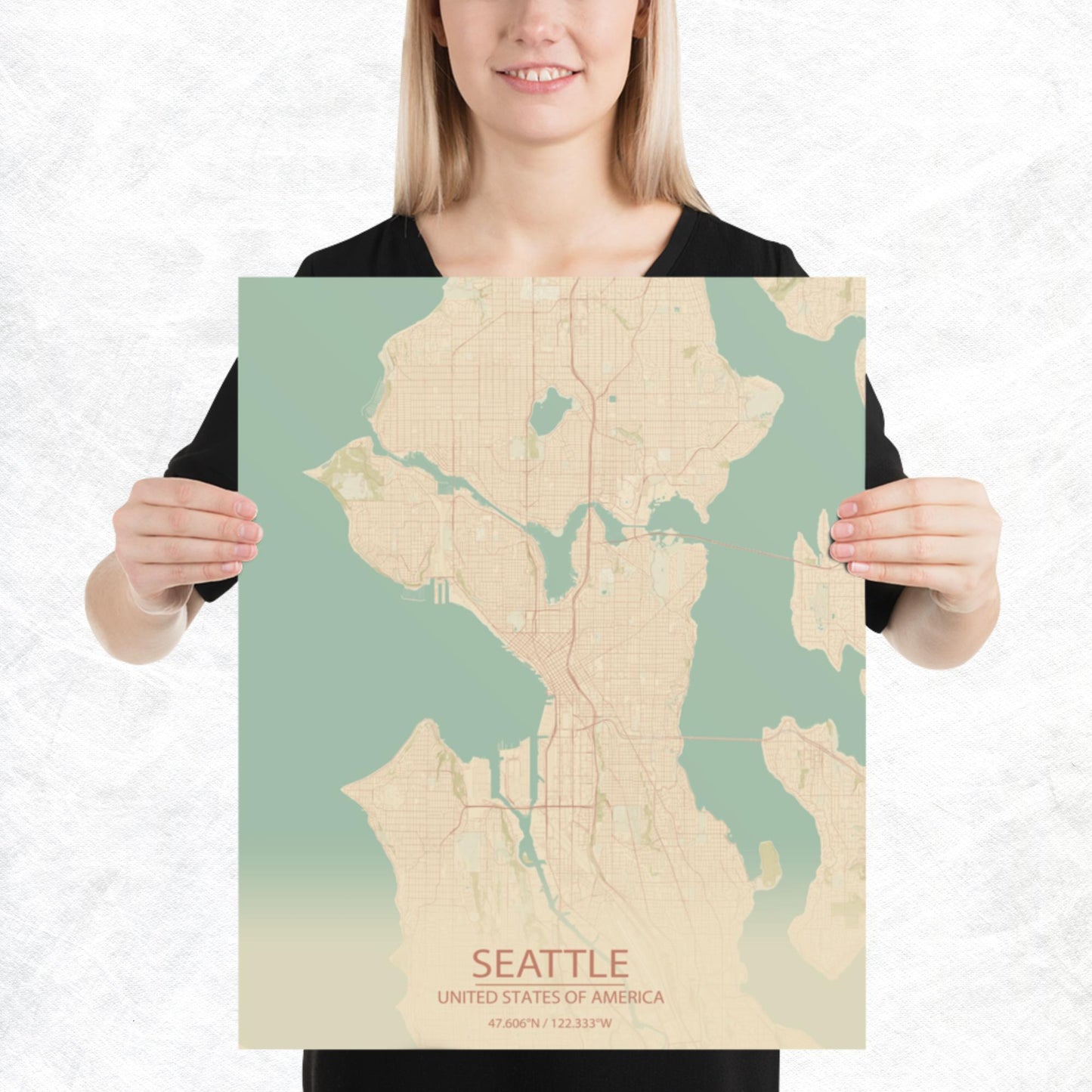 Seattle Vintage Style Paper Map