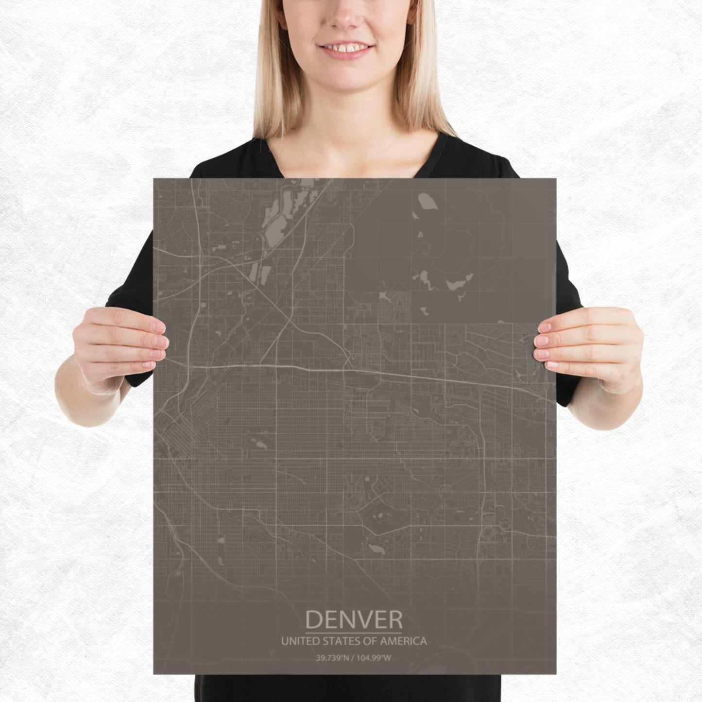 Denver Brown and Grey Paper Map