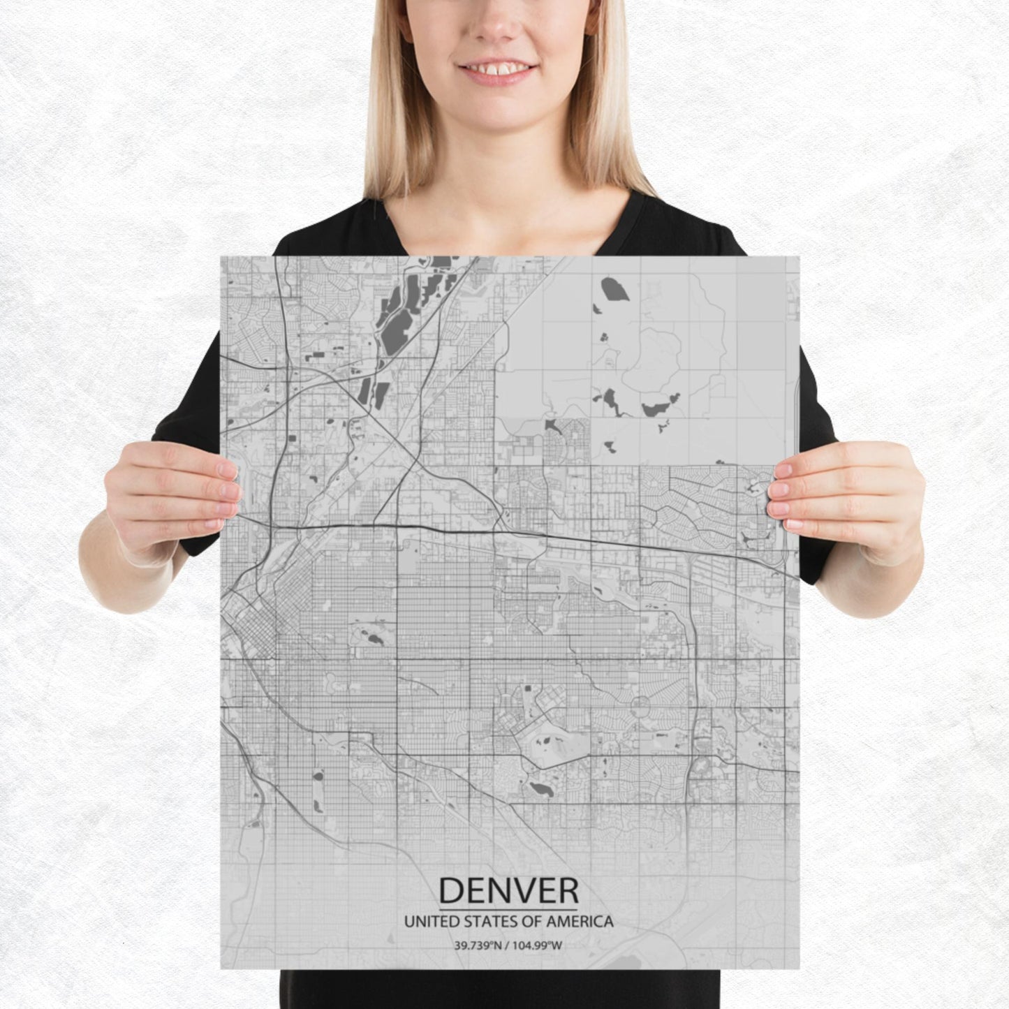 Denver Light Grey Paper Map
