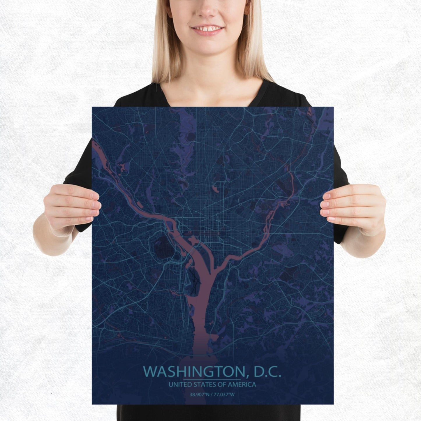 Washington, D.C. Blue and Purple Paper Map