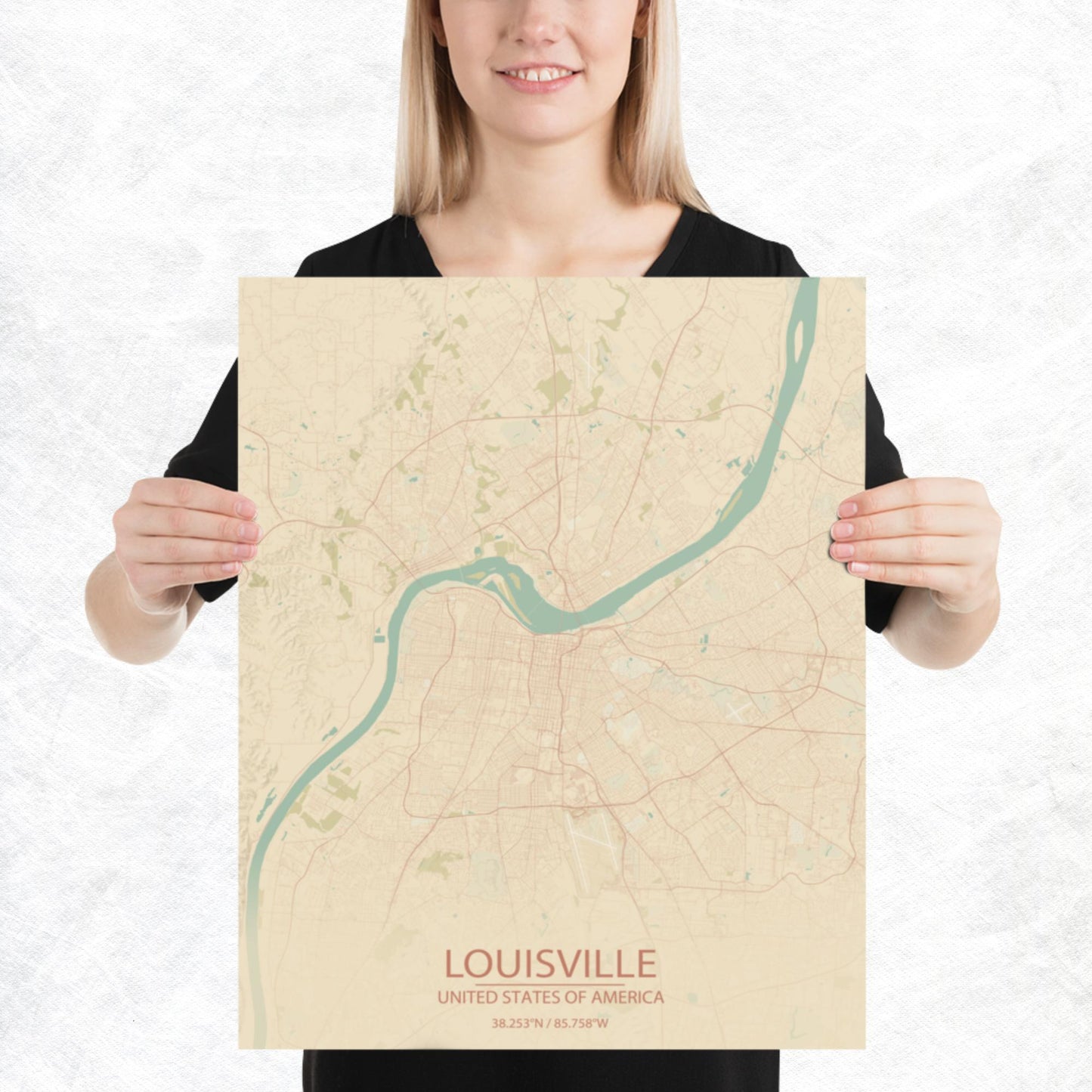 Louisville Vintage Style Paper Map