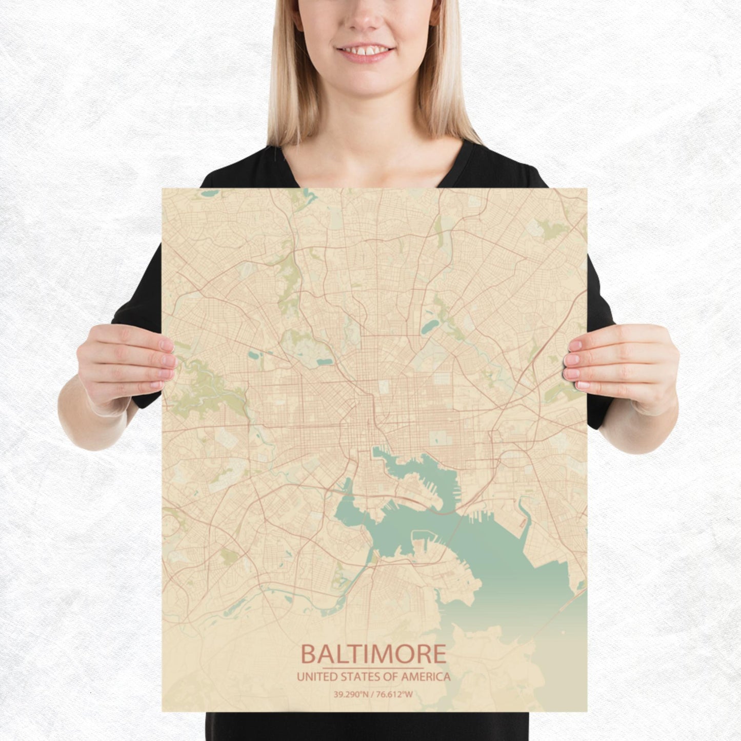 Baltimore Vintage Style Paper Map