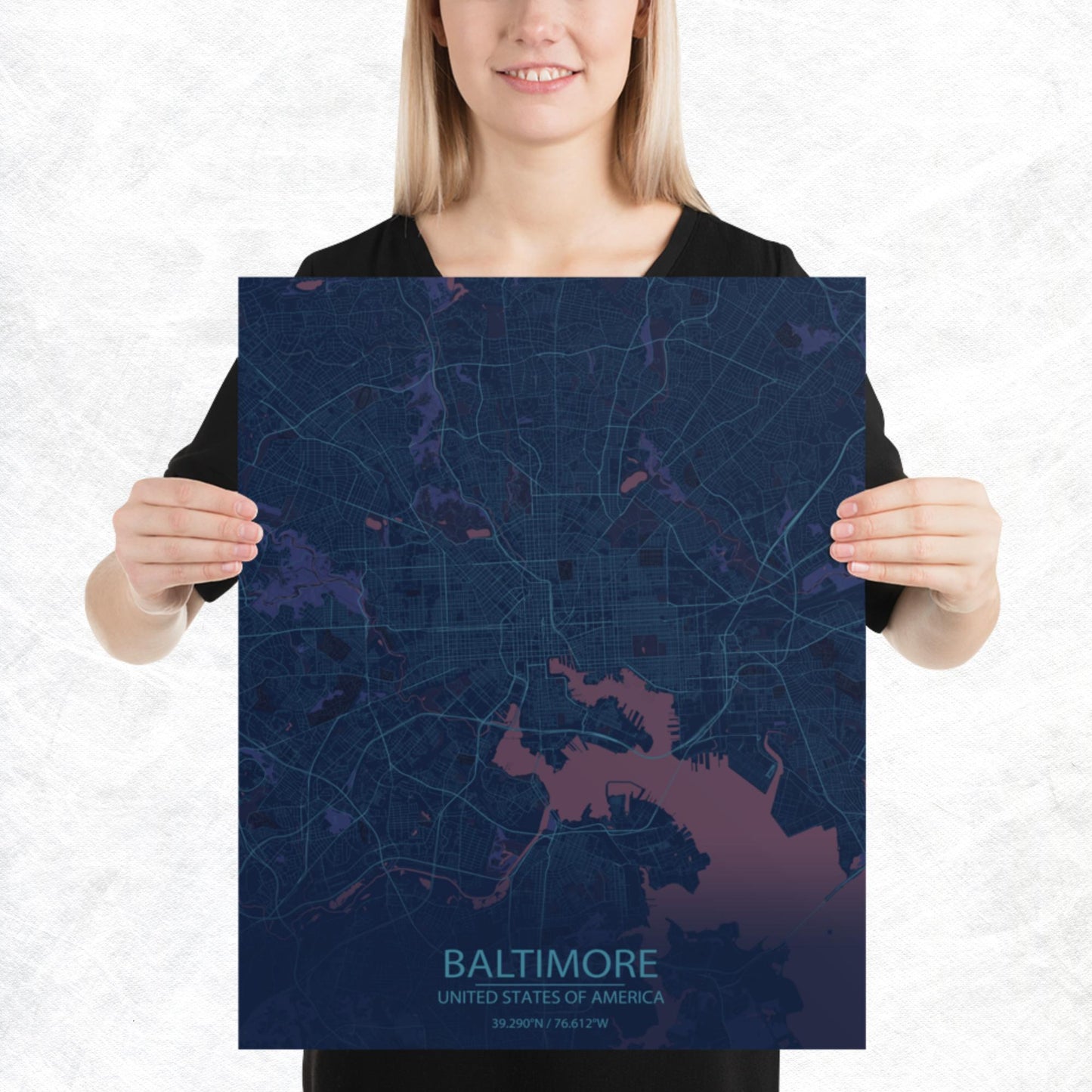 Baltimore Blue and Purple Paper Map