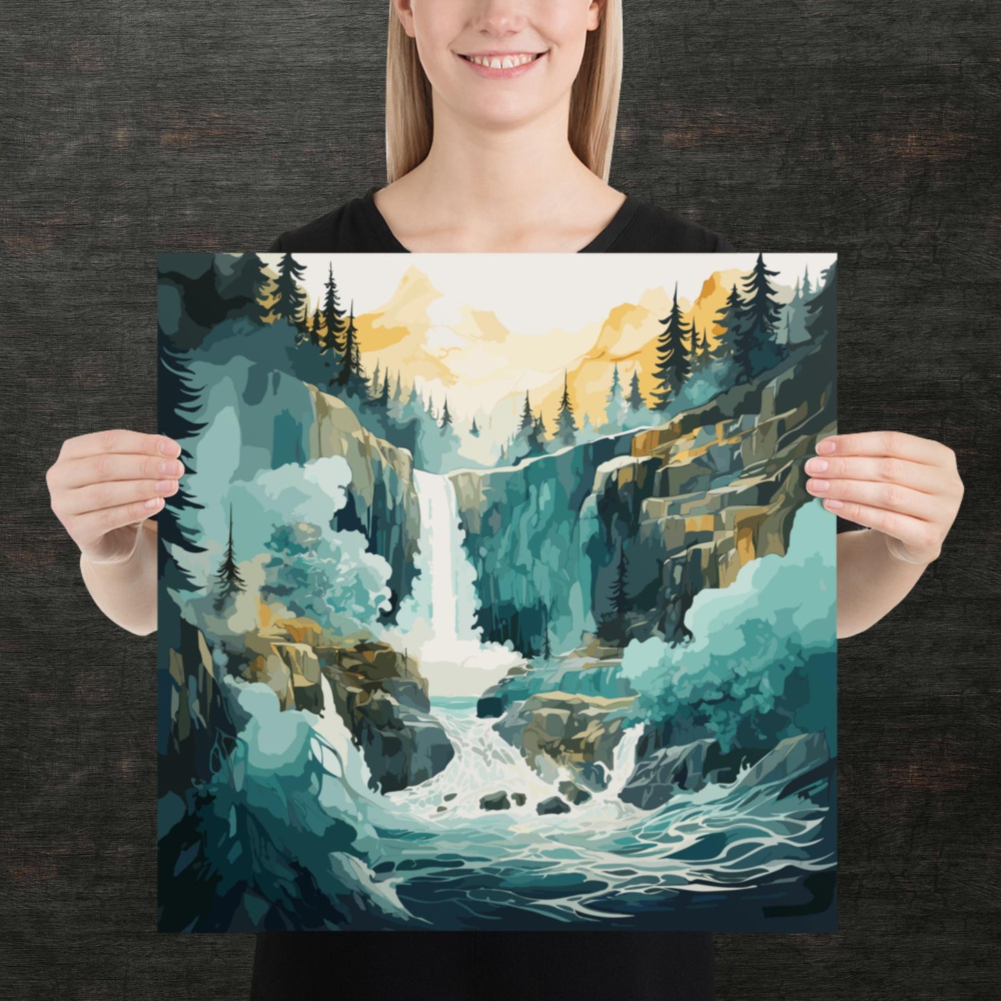 Roaring Forest Waterfall Paper Poster