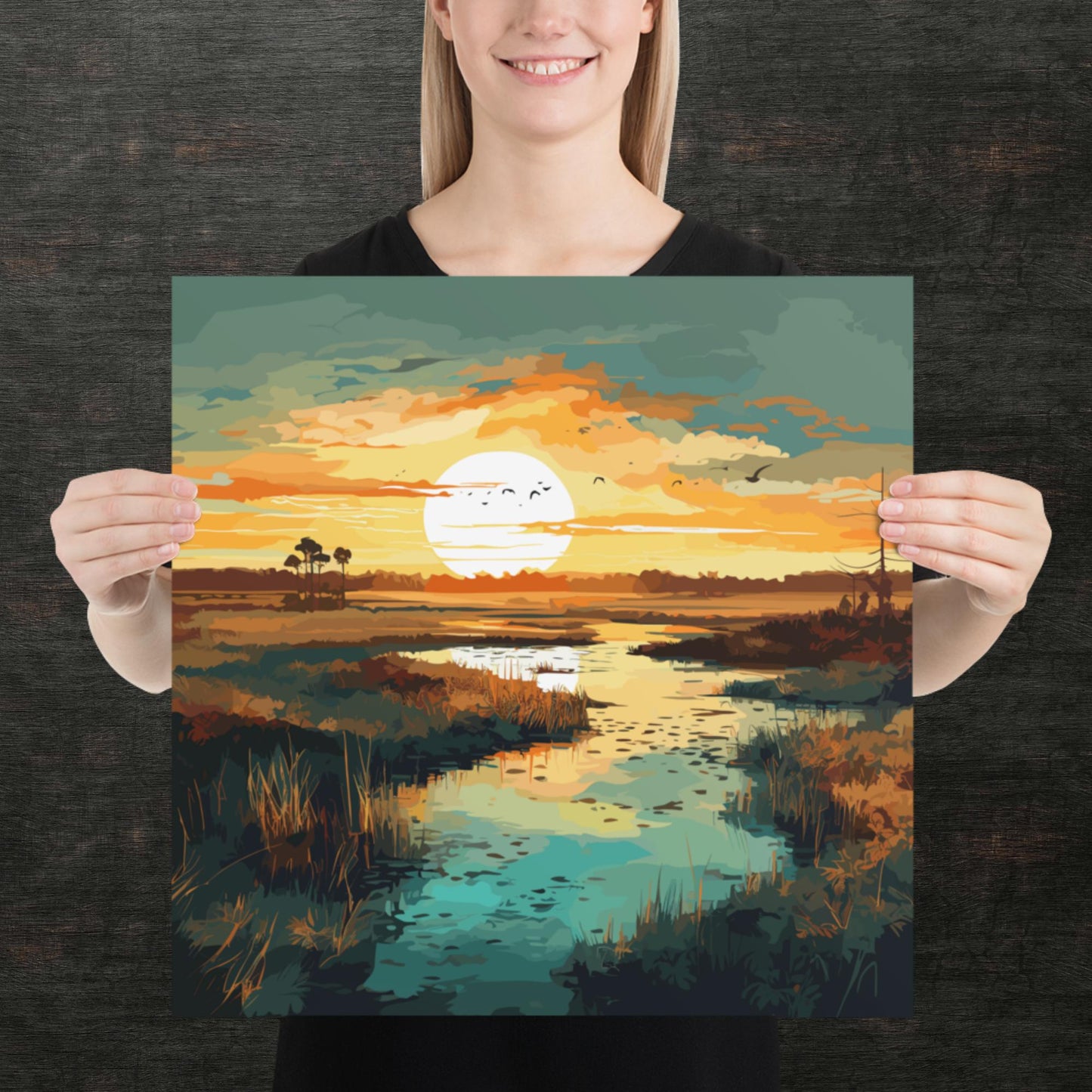 Marshland Sunset Paper Poster