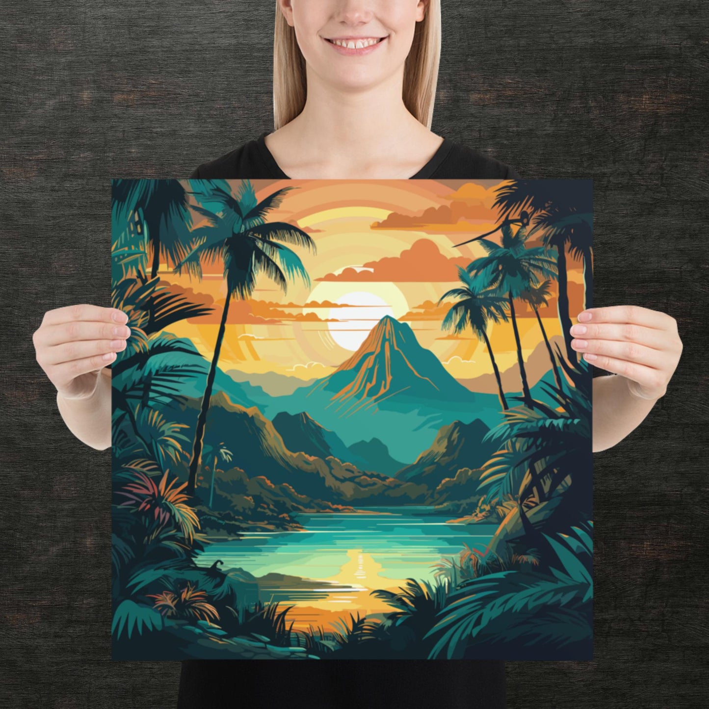 Rainforest Mountain Sunset Paper Poster