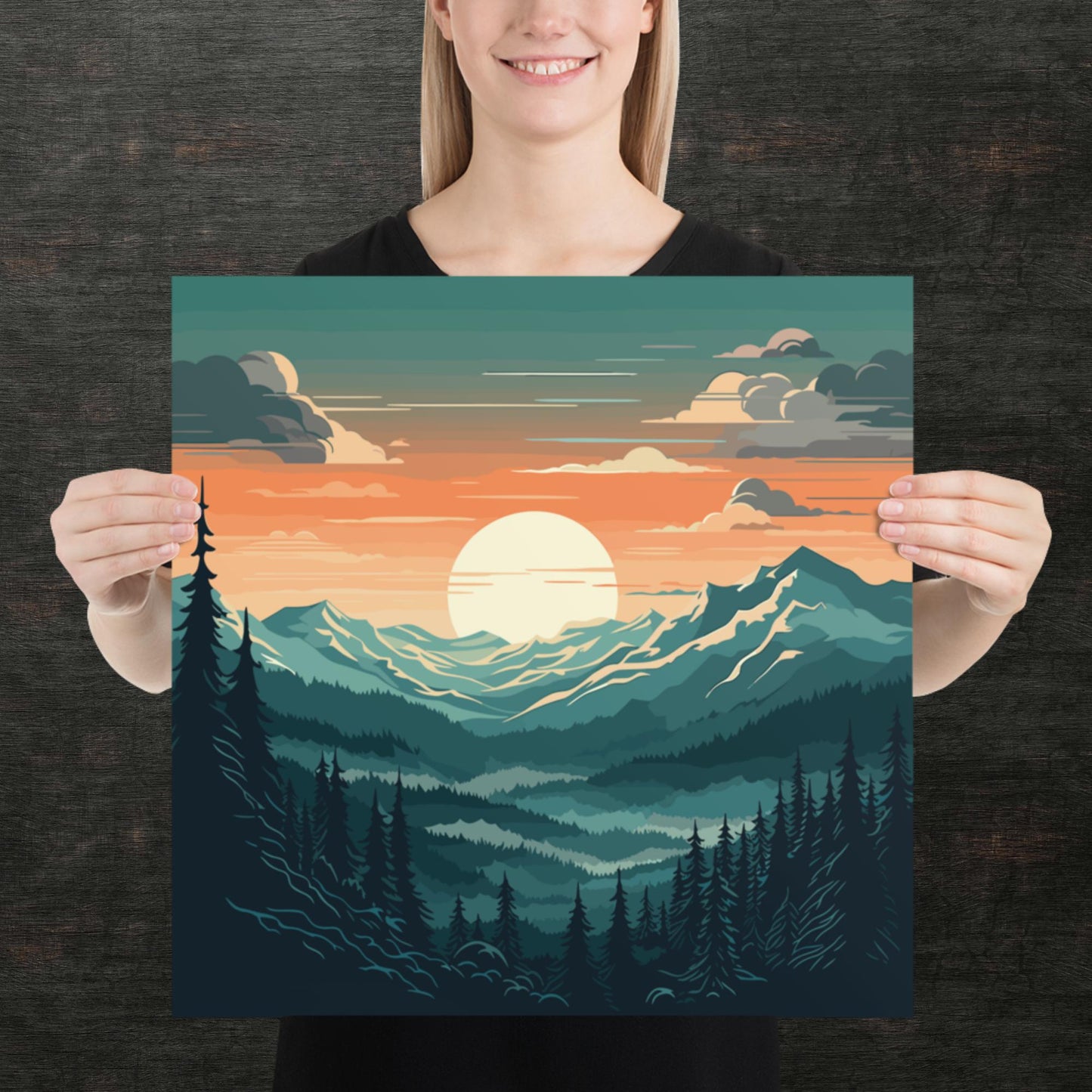 Forest Mountain Landscape Paper Poster