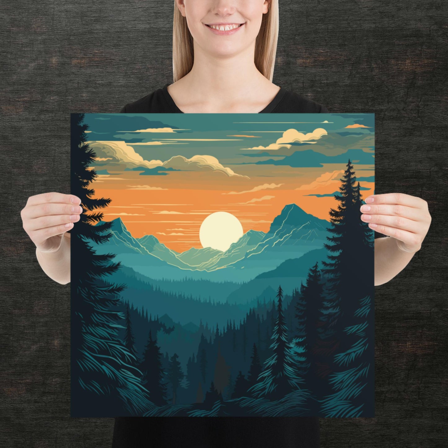 Forest Skyline Sunset Paper Poster