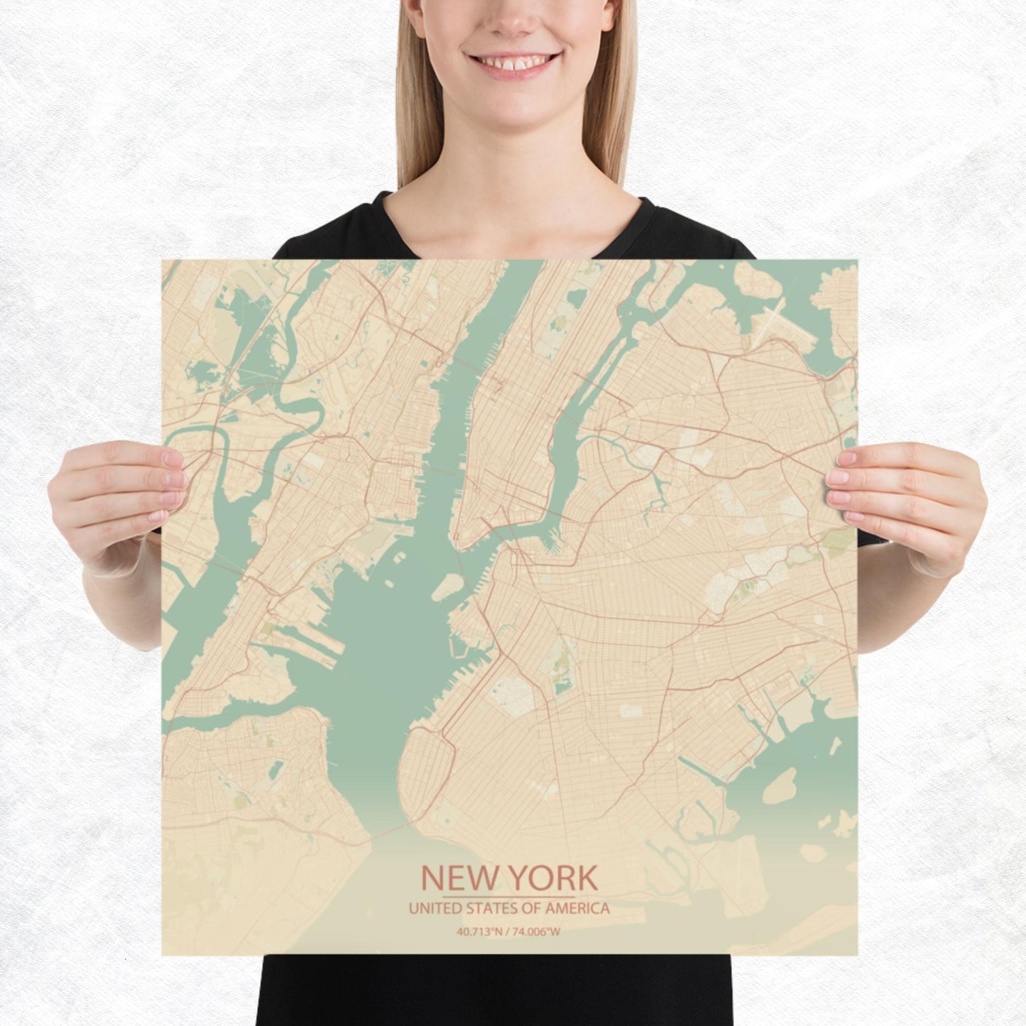 New York Vintage Style Paper Map