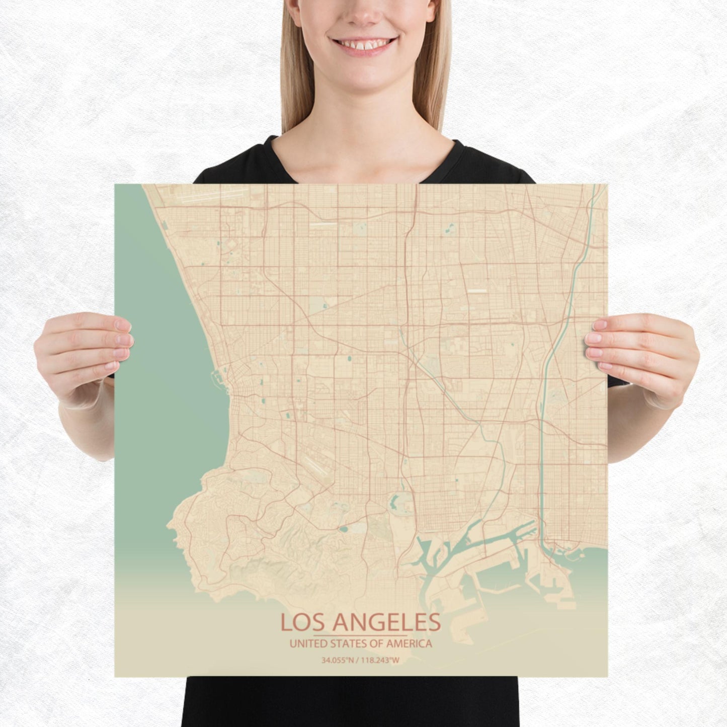 Los Angeles Vintage Style Paper Map
