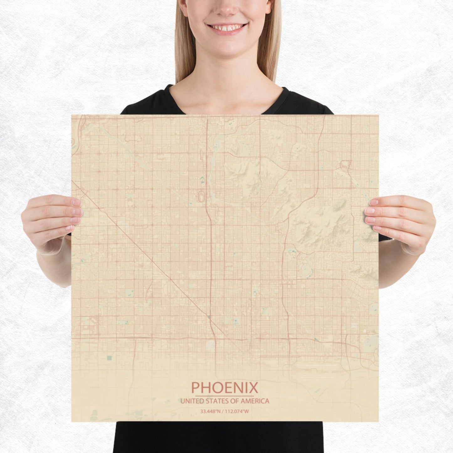 Phoenix Vintage Style Paper Map