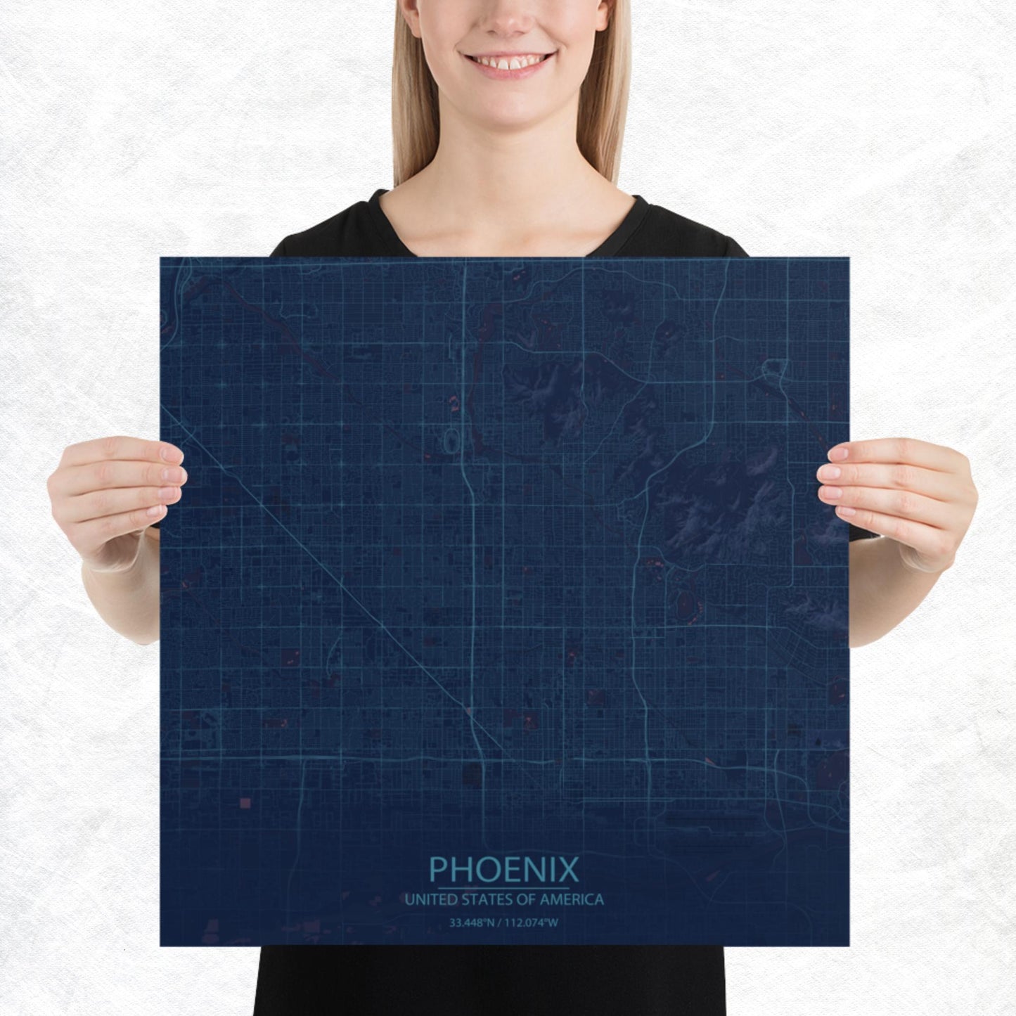 Phoenix Blue and Purple Paper Map