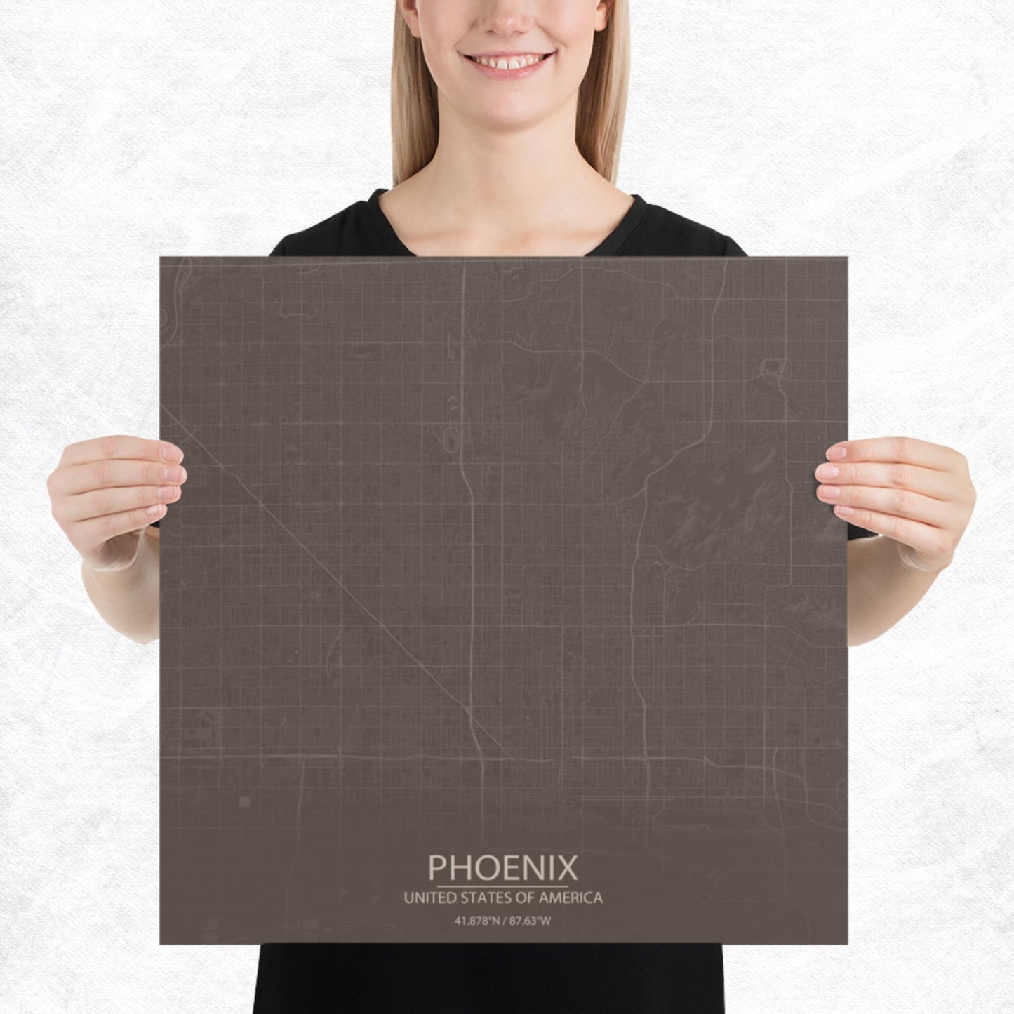 Phoenix Brown and Grey Paper Map