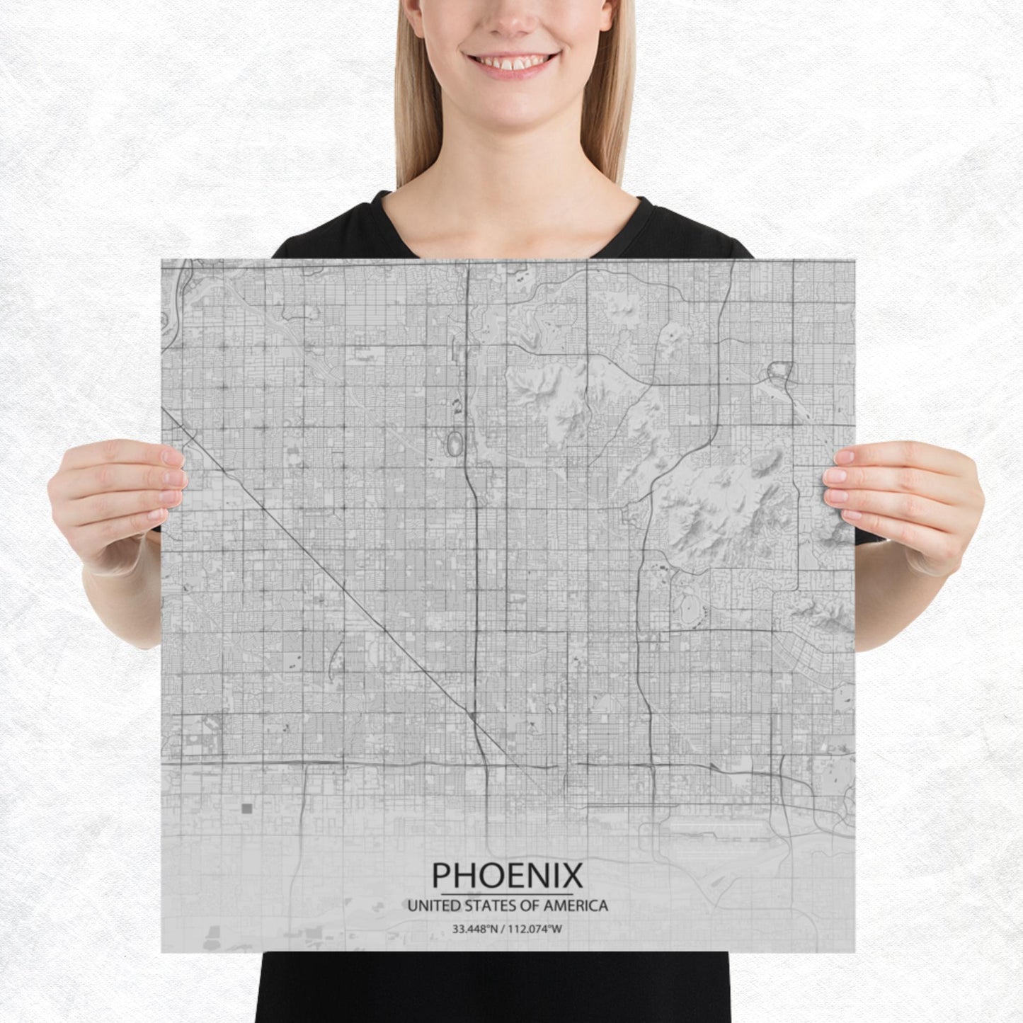Phoenix Light Grey Paper Map