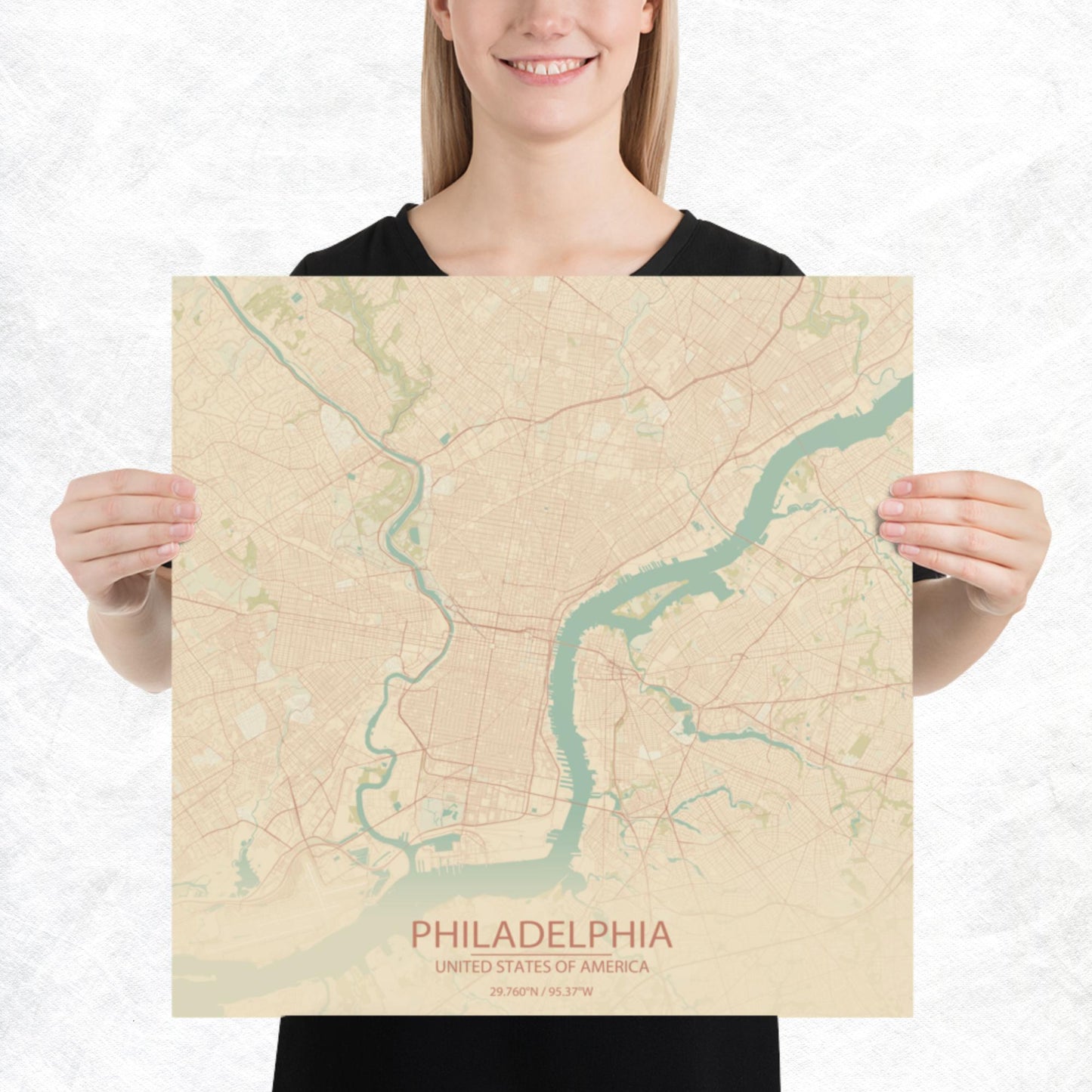 Philadelphia Vintage Style Paper Map