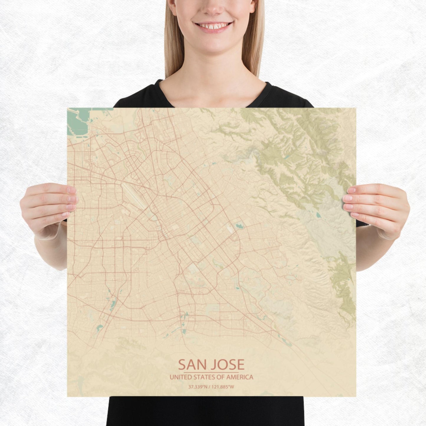 San Jose Vintage Style Paper Map