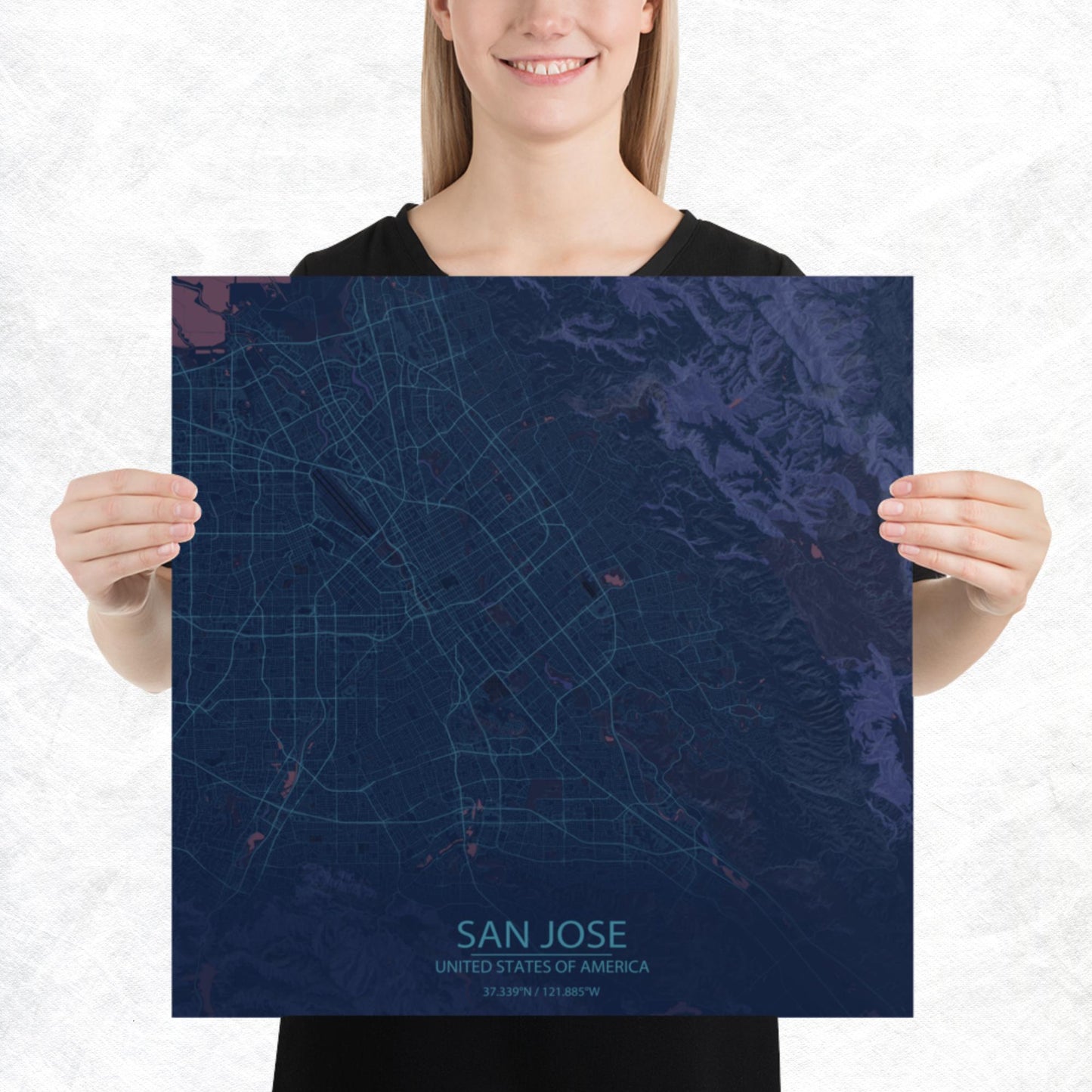 San Jose Blue and Purple Paper Map