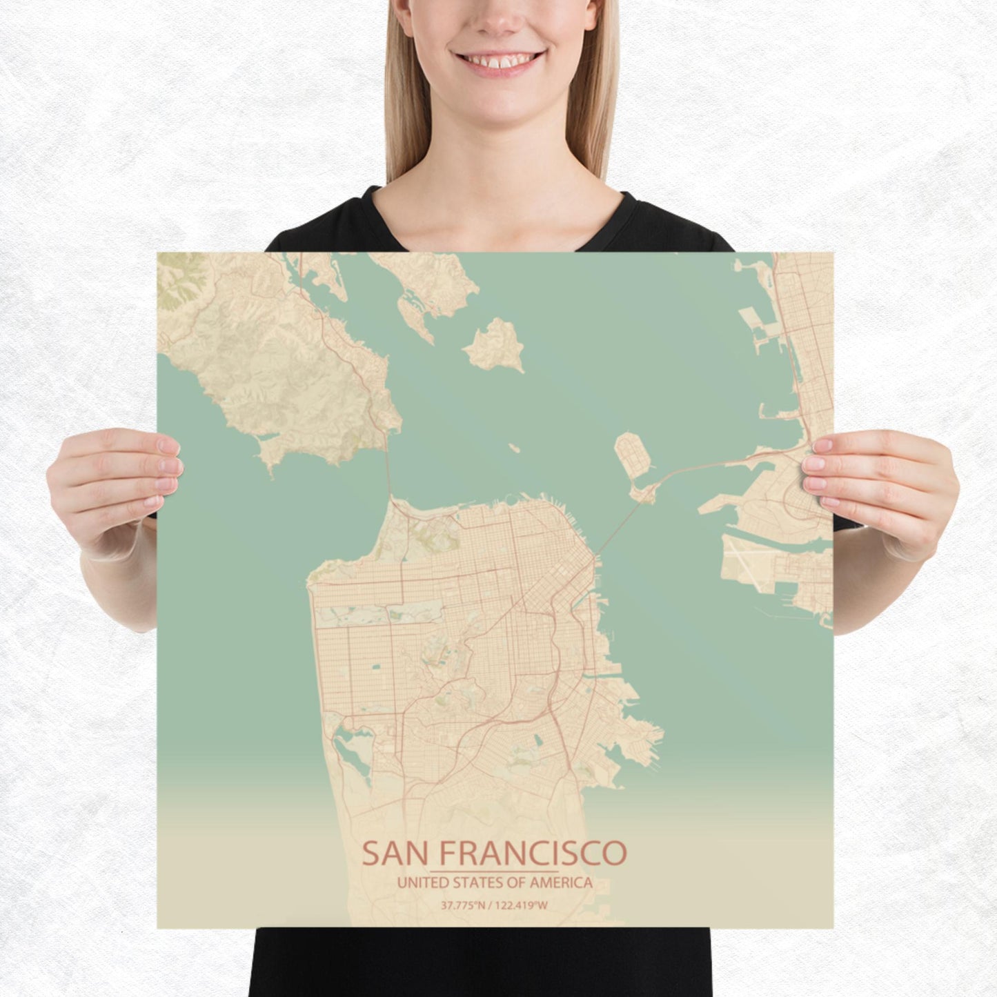 San Francisco Vintage Style Paper Map